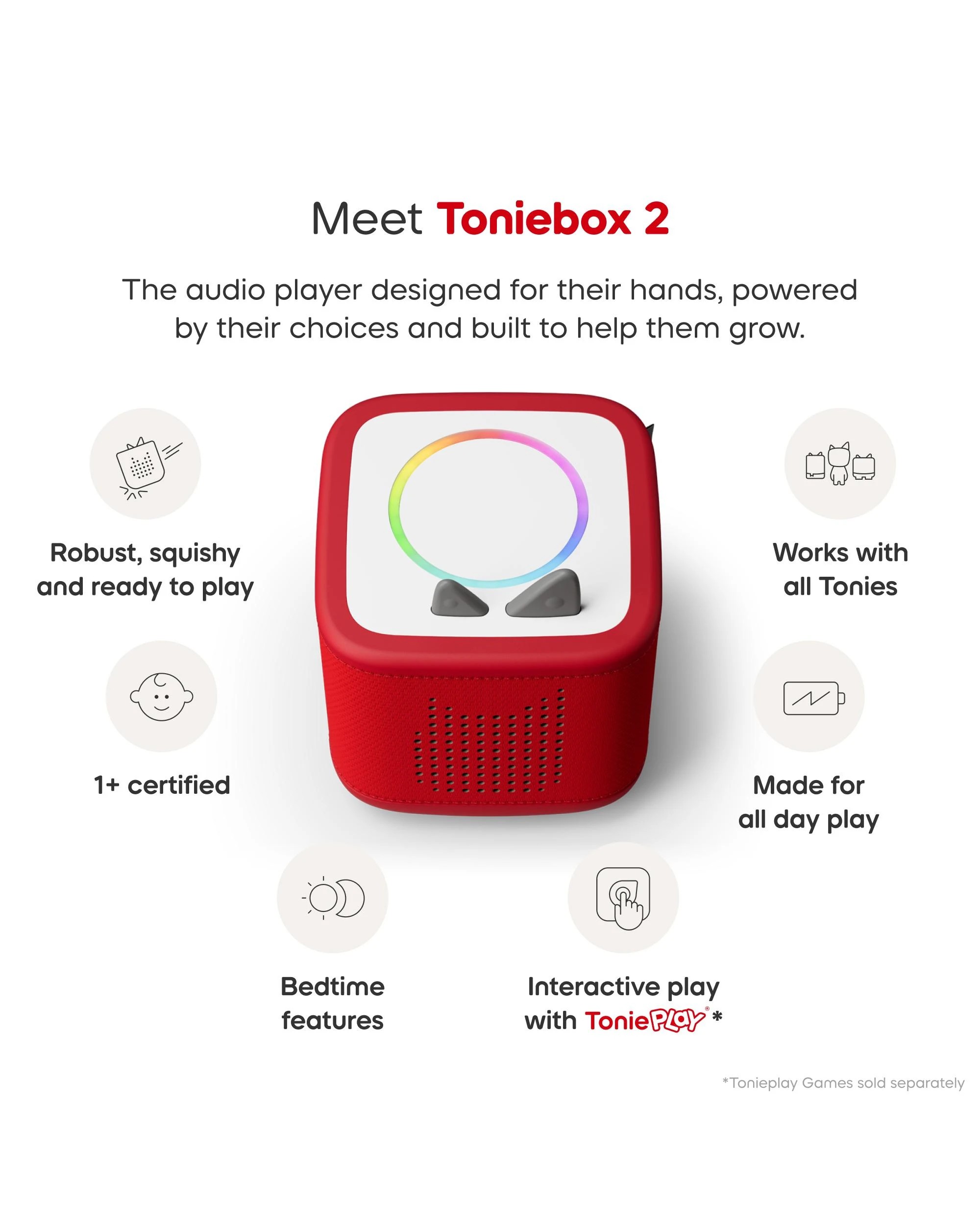4 Tonies - Toniebox 2 Starter Set with Creative Tonie Rubie - Sunset - Red, 4 of 7