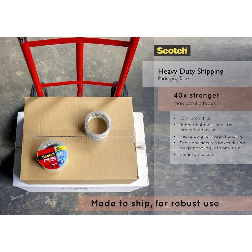 2 Scotch Heavy Duty Packaging Tape 48mm x 20.3m Clear, 2 of 2