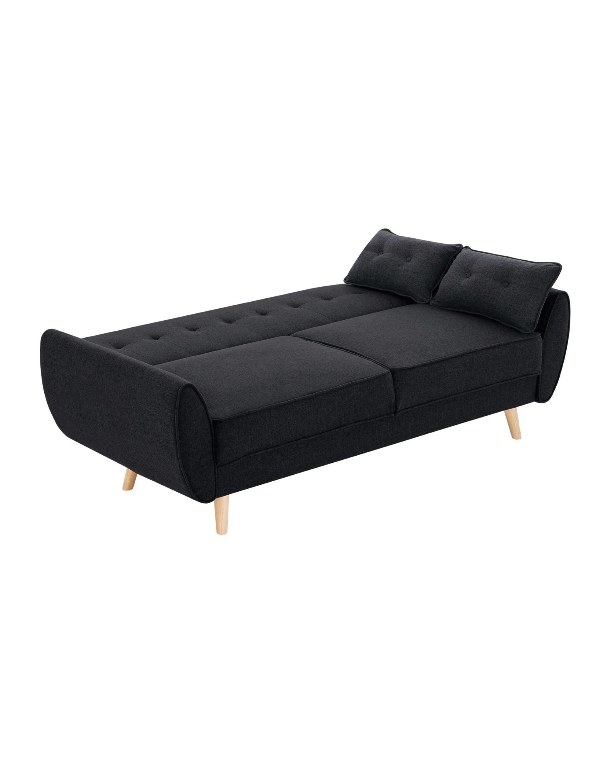 4 Sarantino 3 Seater Modular Linen Fabric Sofa Bed Couch Futon - Black, 4 of 10