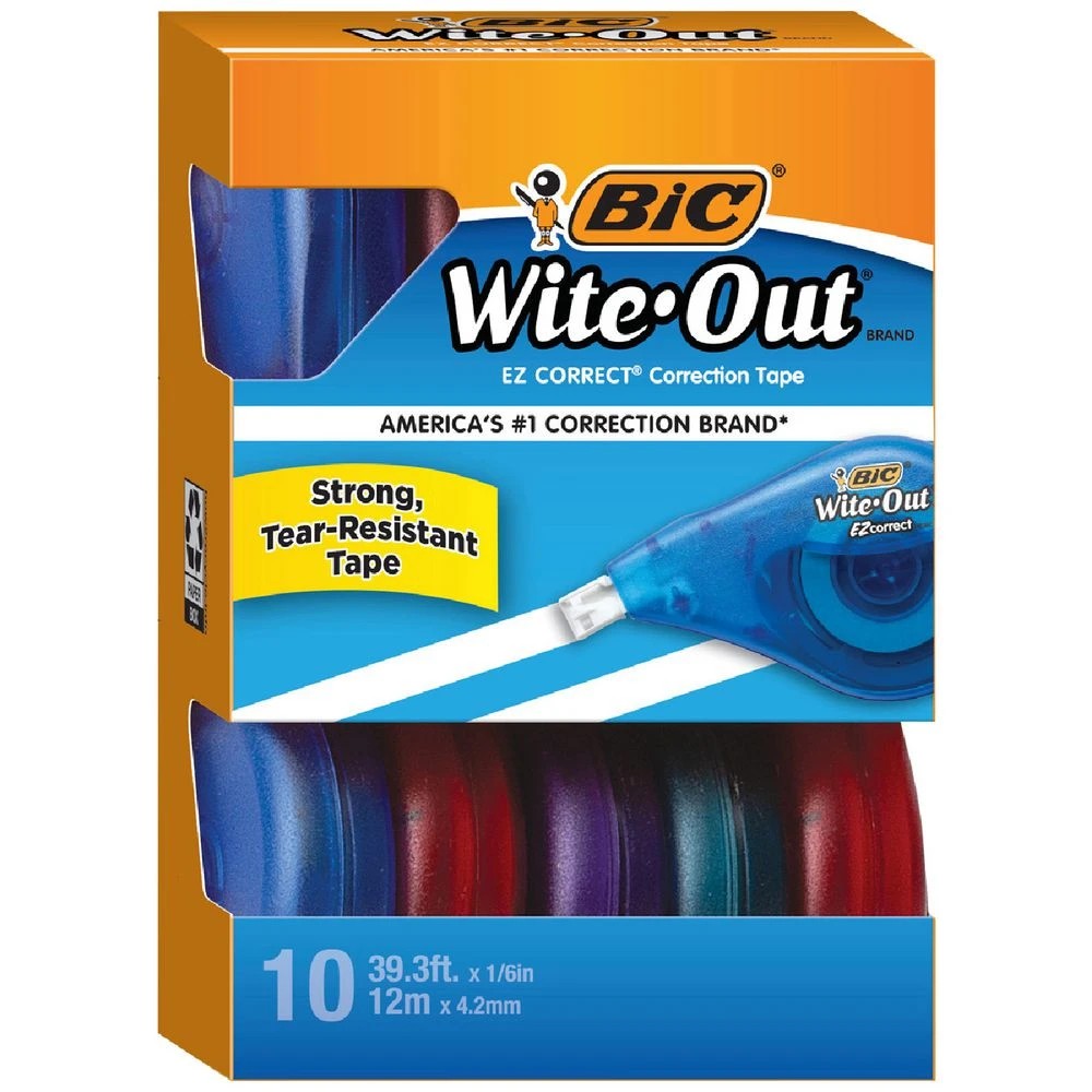 1 BIC EZ Wite-Out Correction Tape 4.2mmx12m 10 Pack, 1 of 9