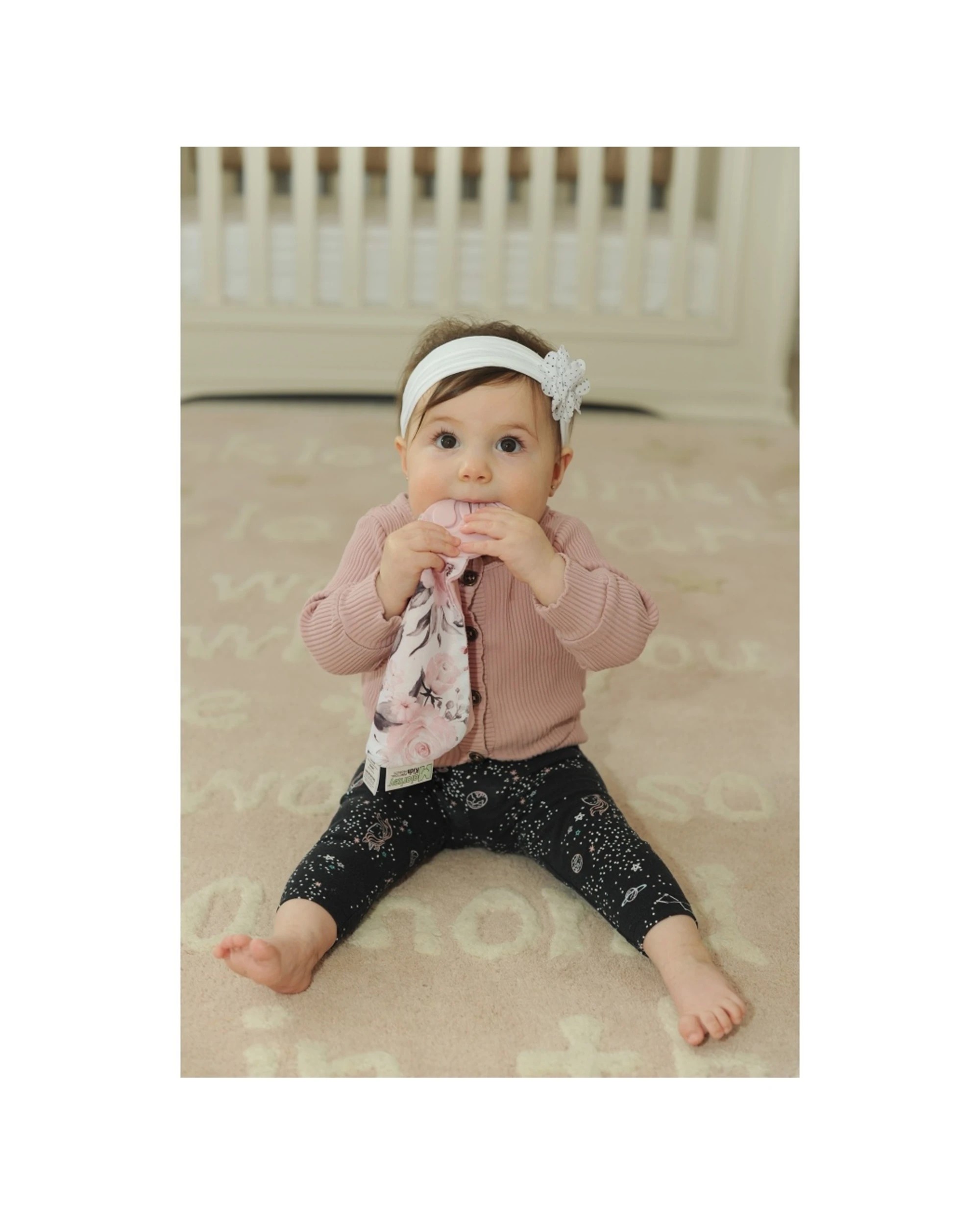3 Malarkey Kids Munch-It Blanket Teething Toy Rosie Posie Design Baby - Pink, 3 of 3