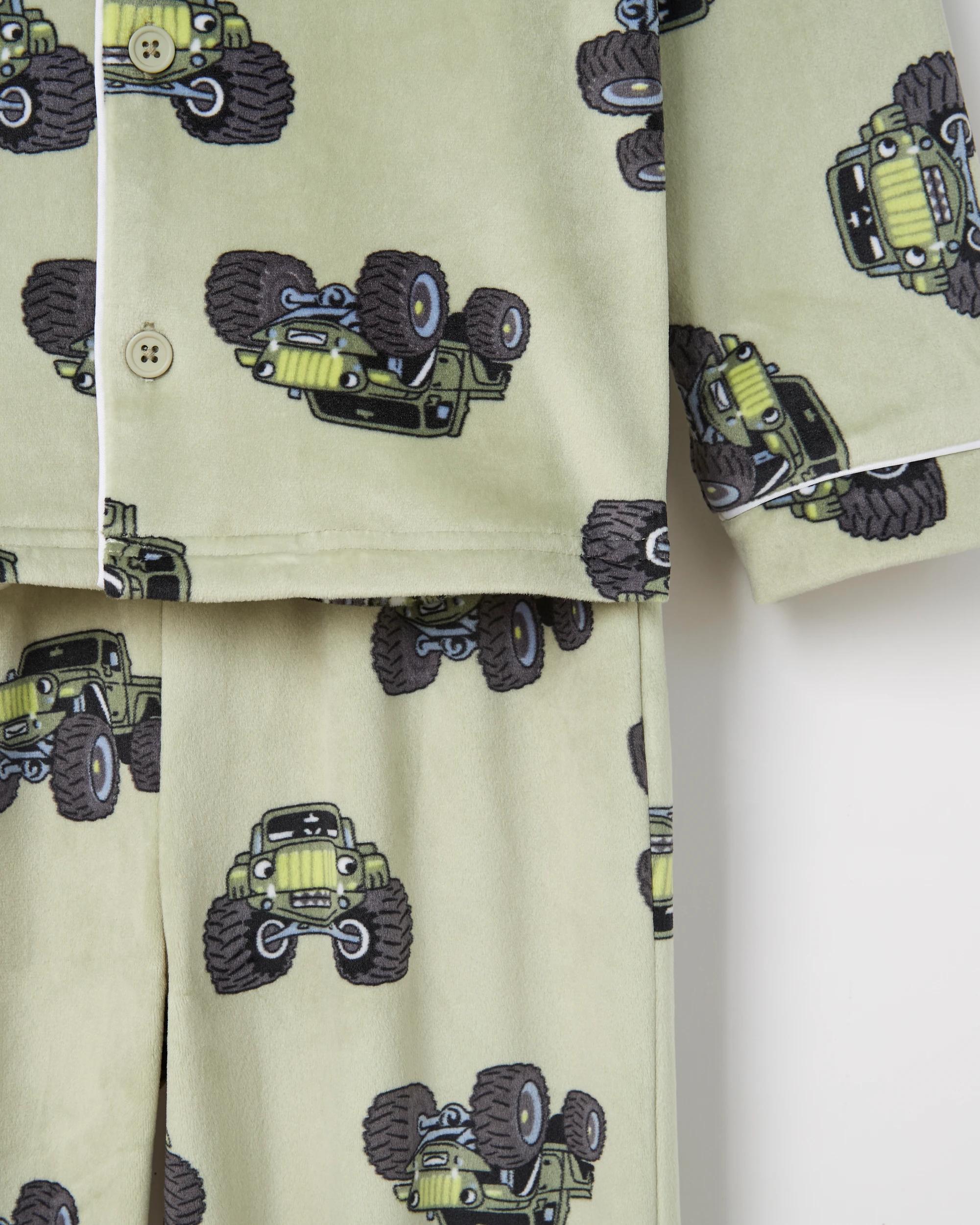 3 Target Kids Younger Boys Top & Pants Fleece Pyjama Set MONSTER TRUCK, 3 of 4