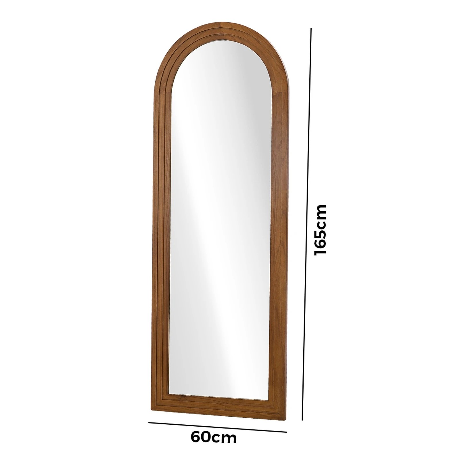 2 Oikiture Full Length Arch Mirror 165x60cm Wood Wall Mounted Home Decor - Brown, 2 of 10