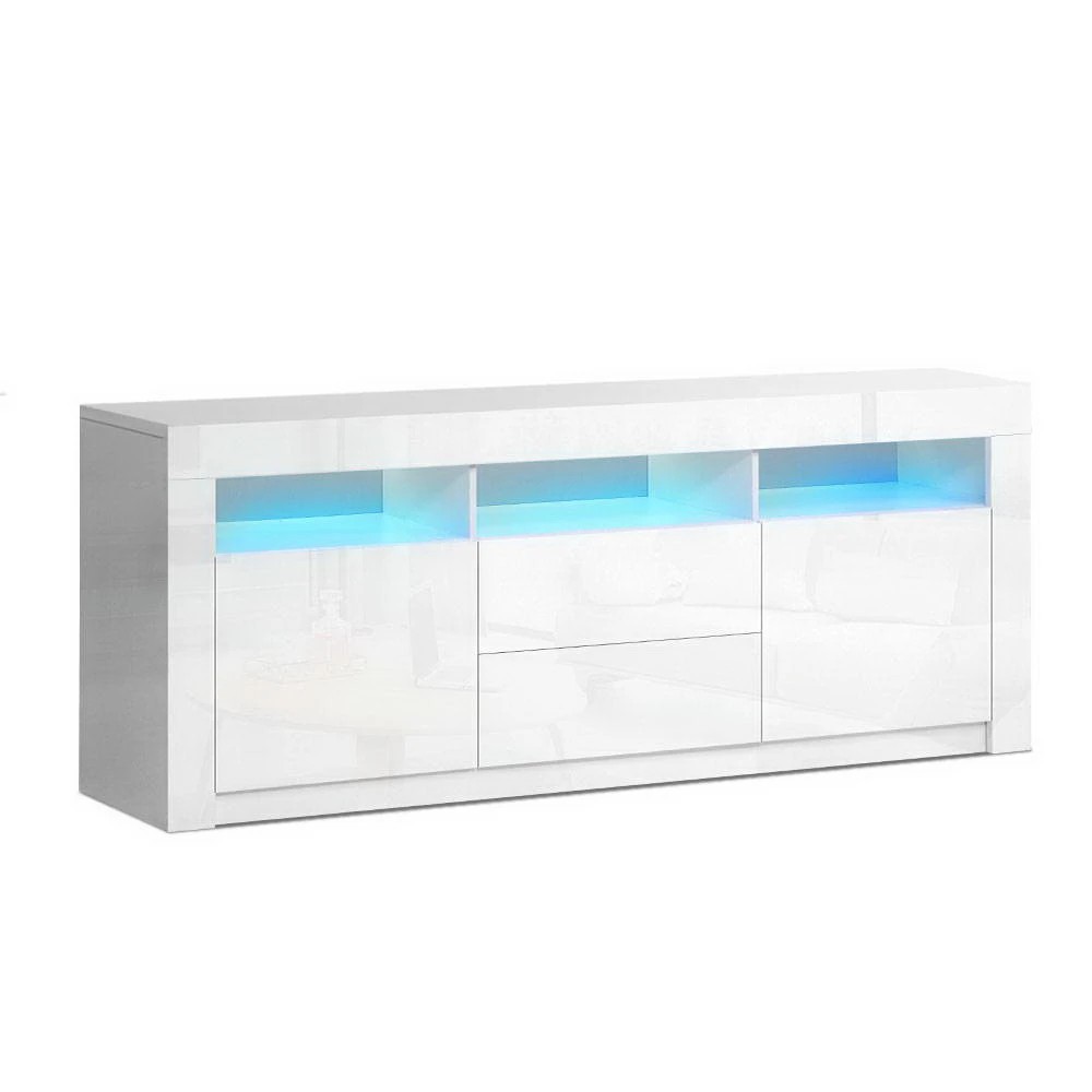 1 Artiss Entertainment Unit TV Cabinet LED 160cm - White, 1 of 8