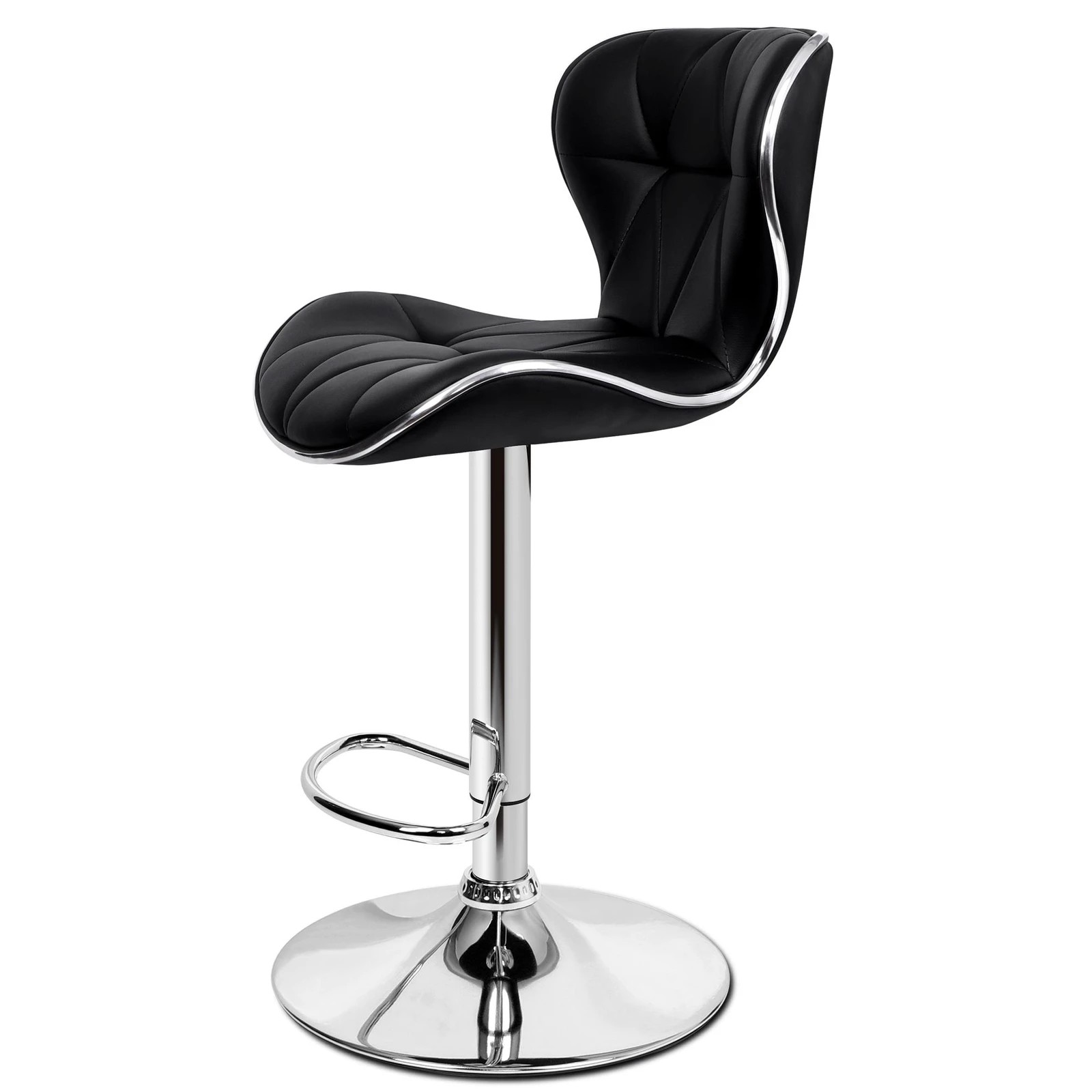 6 Alfordson 2x Bar Stools Luna Kitchen Swivel Chair Leather Gas Lift - Black, 6 of 10