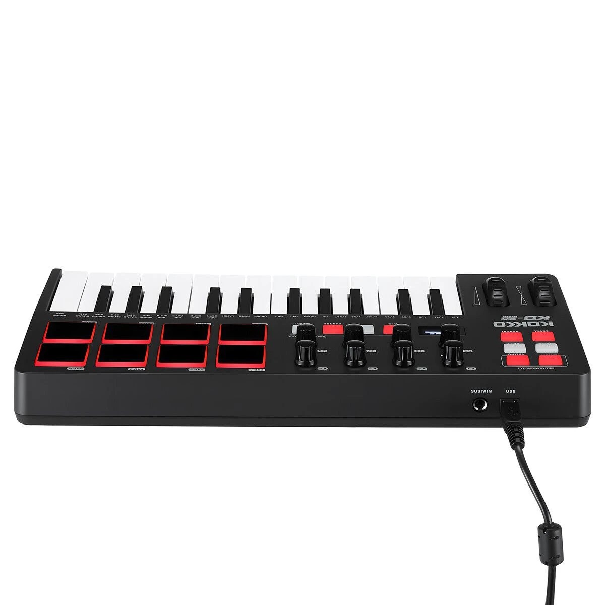 3 AUSWAY USB MIDI Keyboard Controller Portable OLED 25 Semi Weighted Keys 8 Drum Pads, 3 of 3