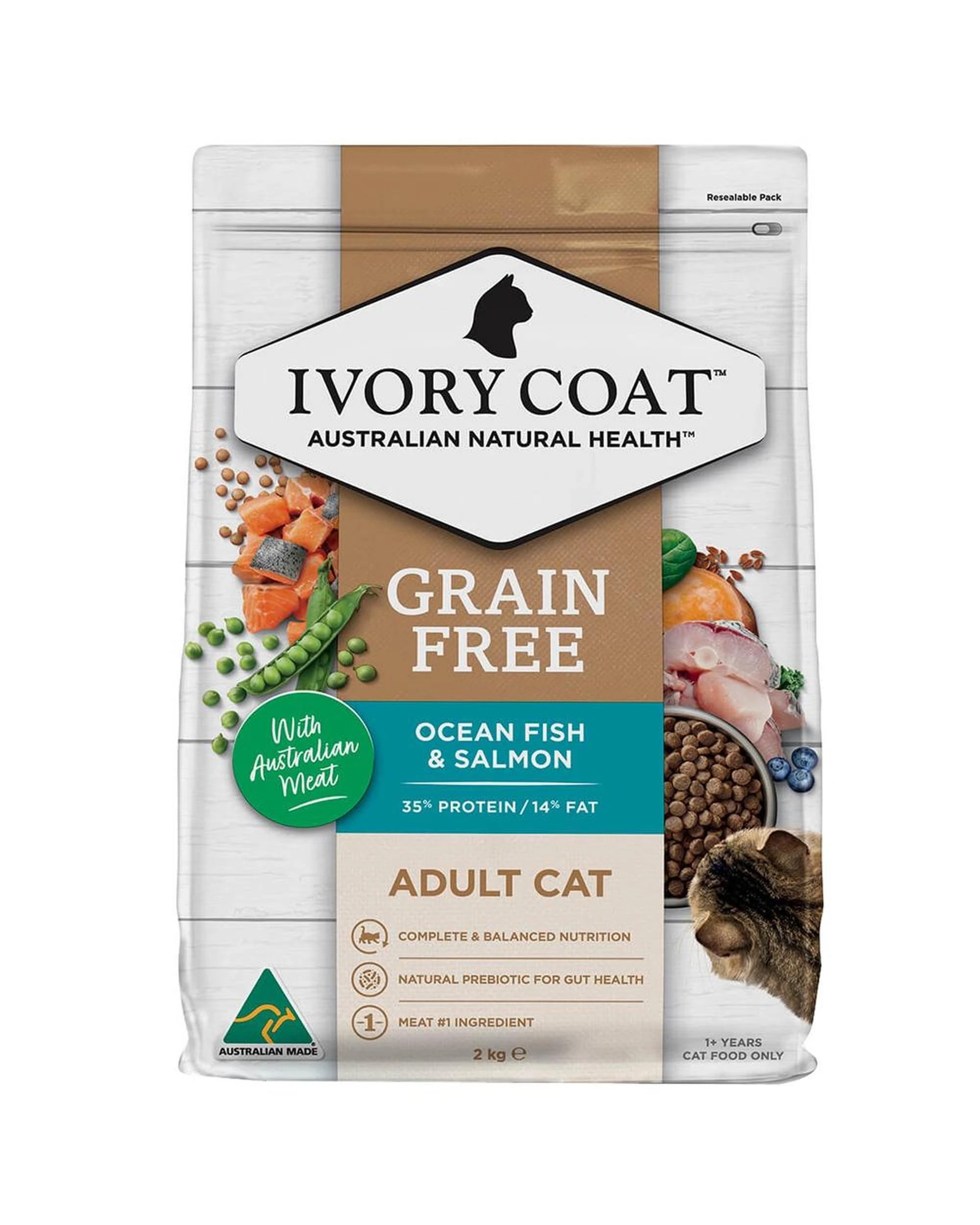 1 Ivory Coat Adult Grain Free Dry Cat Food Ocean Fish & Salmon 2kg, 1 of 1