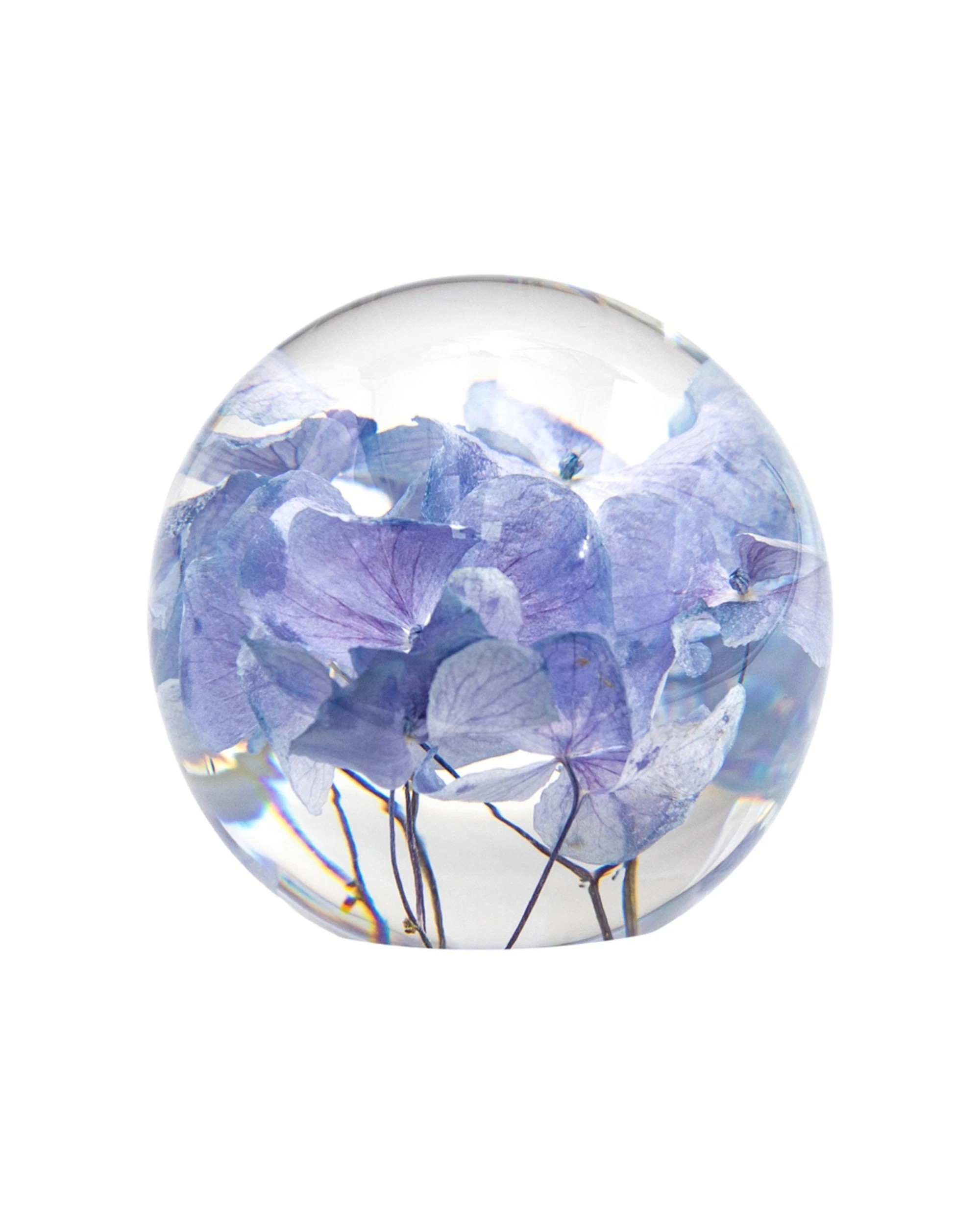 1 Leni Handcrafted Floral Resin Sphere With Real Hydrangeas Flower 8x7.5cm - Blue, 1 of 1