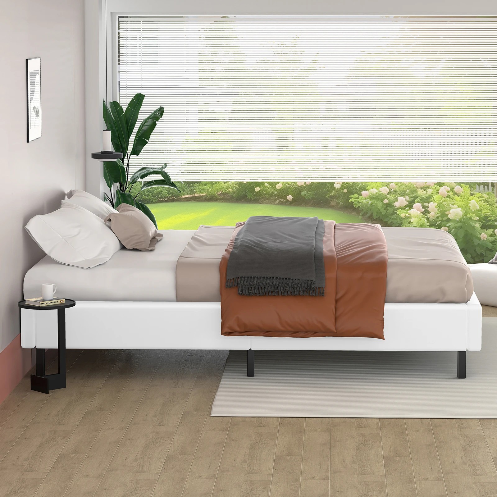 5 Alfordson Bed Frame King Single Mattress Base Foundation Leather Basel - White, 5 of 10
