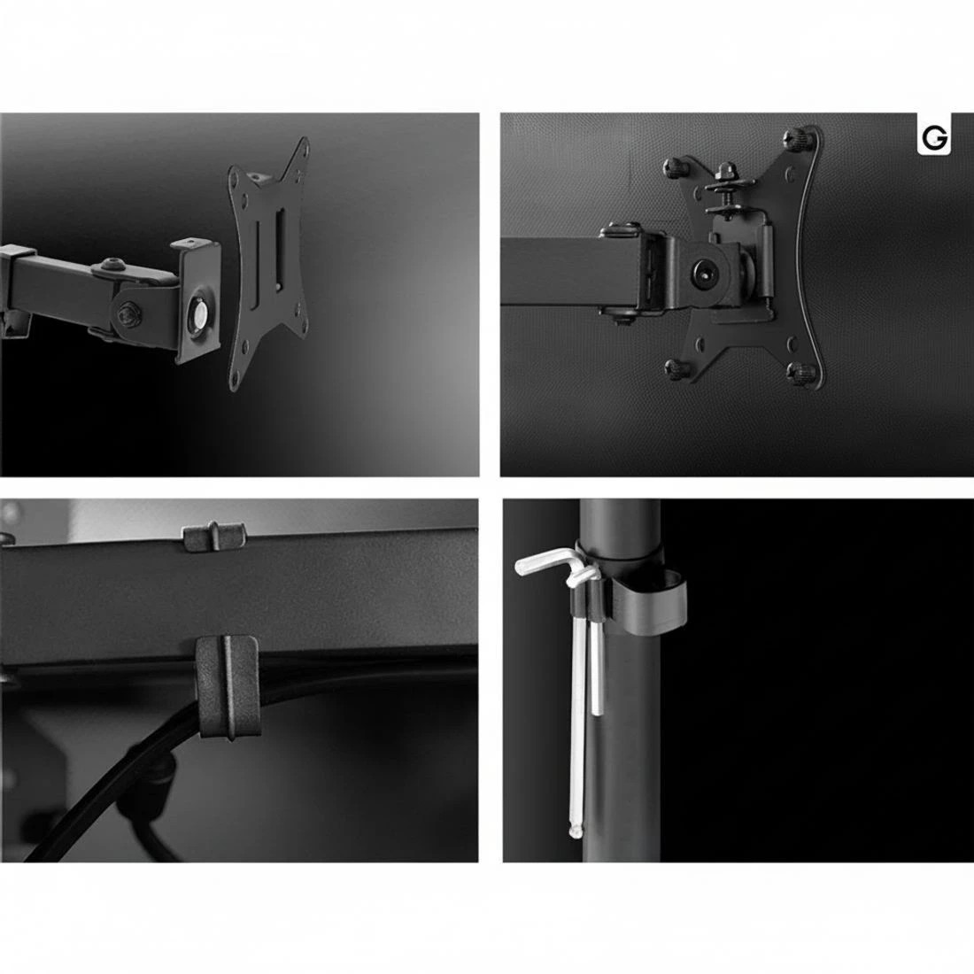 7 Artiss Monitor Arm Dual Desk Mount Screen Bracket Holder - Black, 7 of 8