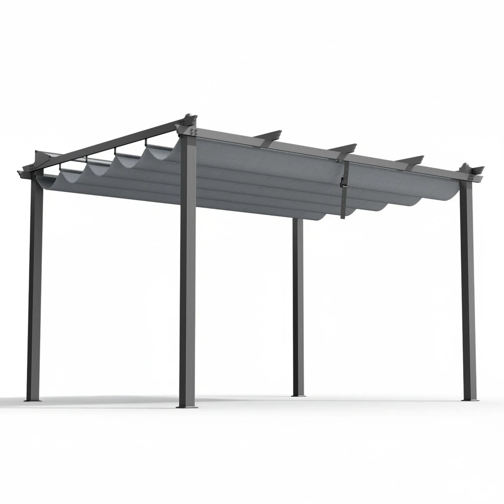 1 Instahut Gazebo Outdoor Garden Pergola Aluminium Frame Adjustable Canopy 3x4m - Grey, 1 of 7
