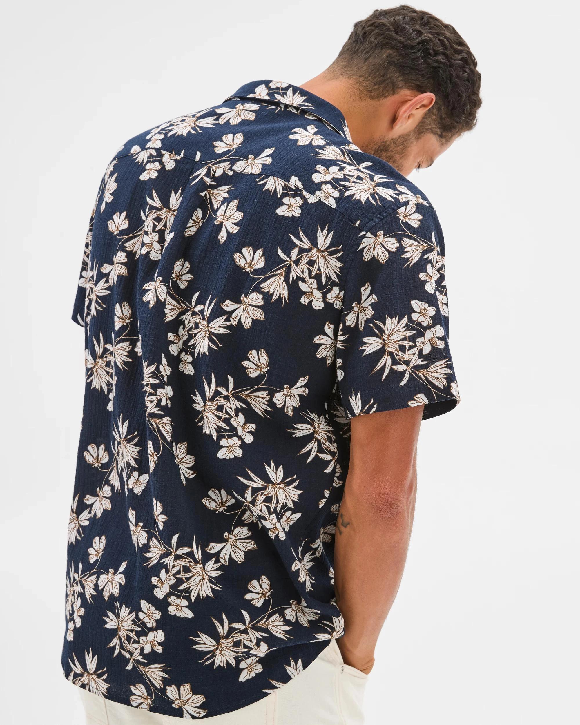 4 Target Crinkle Floral Print Shirt NAVY, 4 of 6