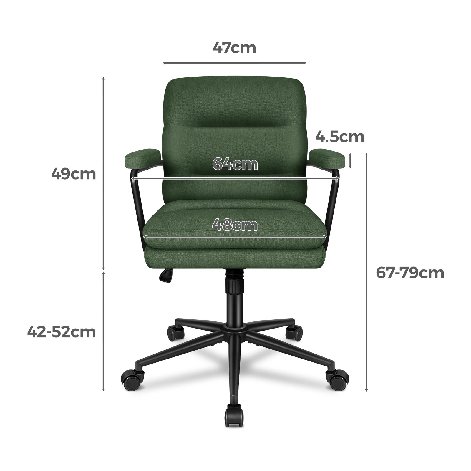 9 Alfordson Office Chair Ergonomic Executive Computer Work Seat Chenille - Green, 9 of 10