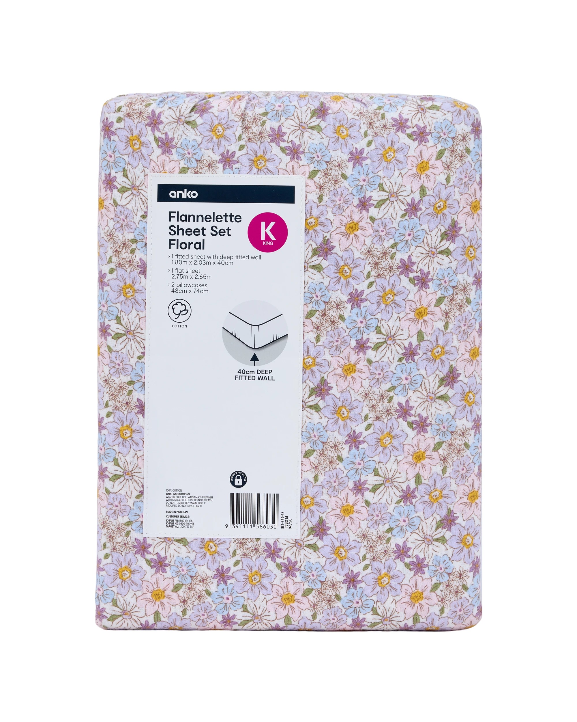 7 Floral Cotton Flannelette Sheet Set - King Bed, 7 of 7