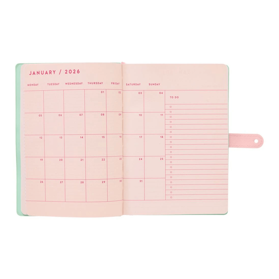 5 Otto A5 Week to View 2026 Colour Block Diary Jelly Mint, 5 of 7