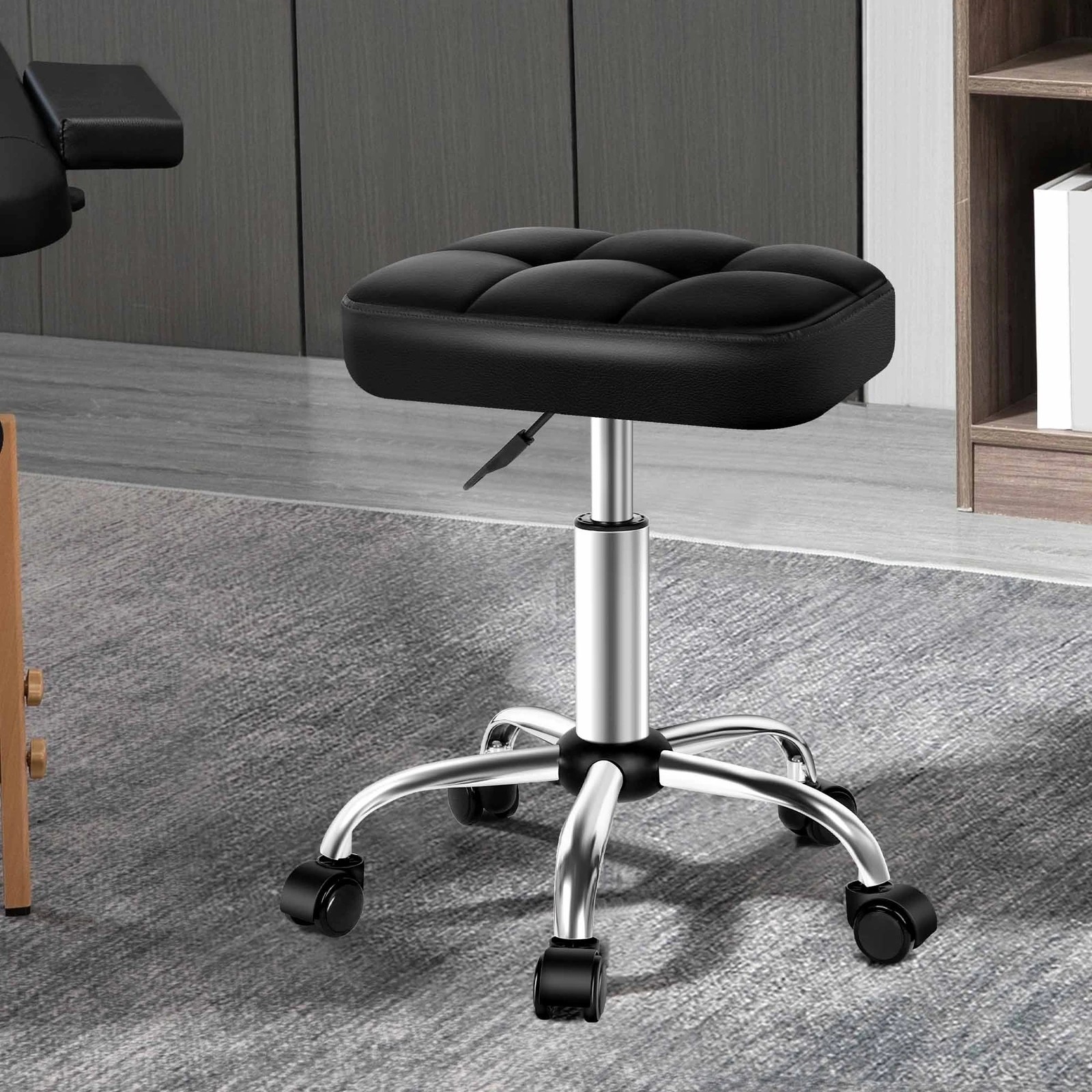 2 Alfordson Salon Stool Square Swivel Barber Hair Dress Chair Tufan - Black, 2 of 9