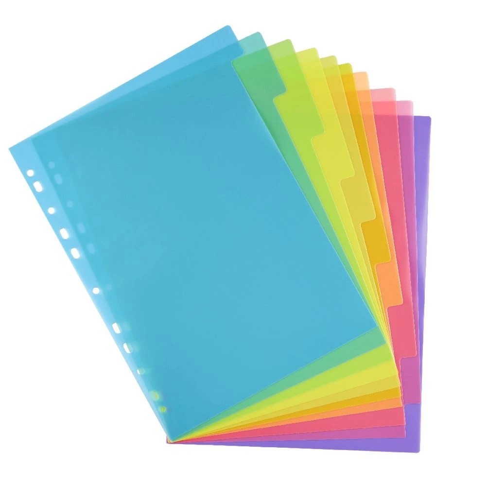 3 J.Burrows A4 10 Tab Polypropylene Divider Neon, 3 of 4