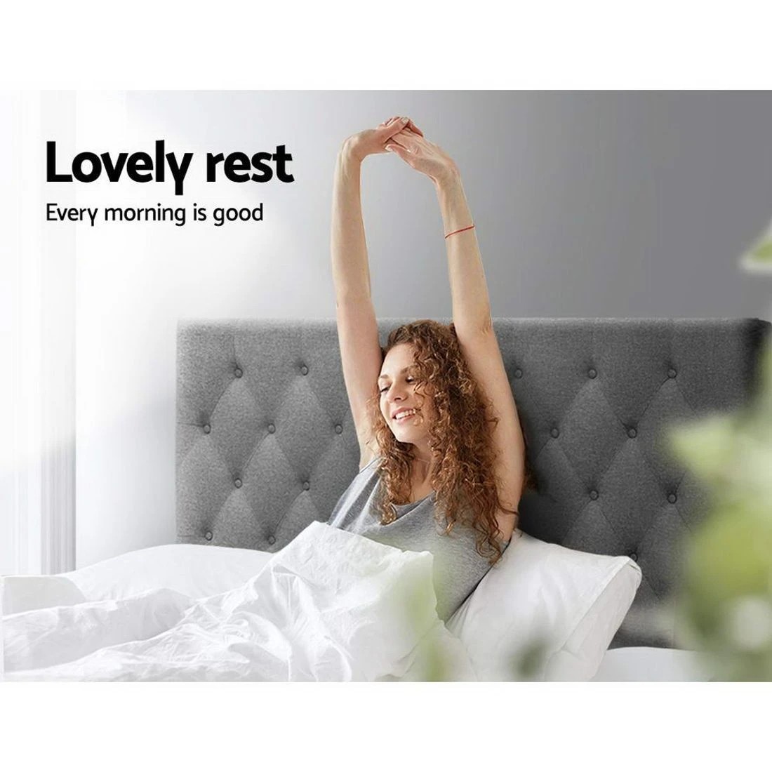 7 Artiss Bed Head Headboard Queen Size Fabric - Grey, 7 of 7