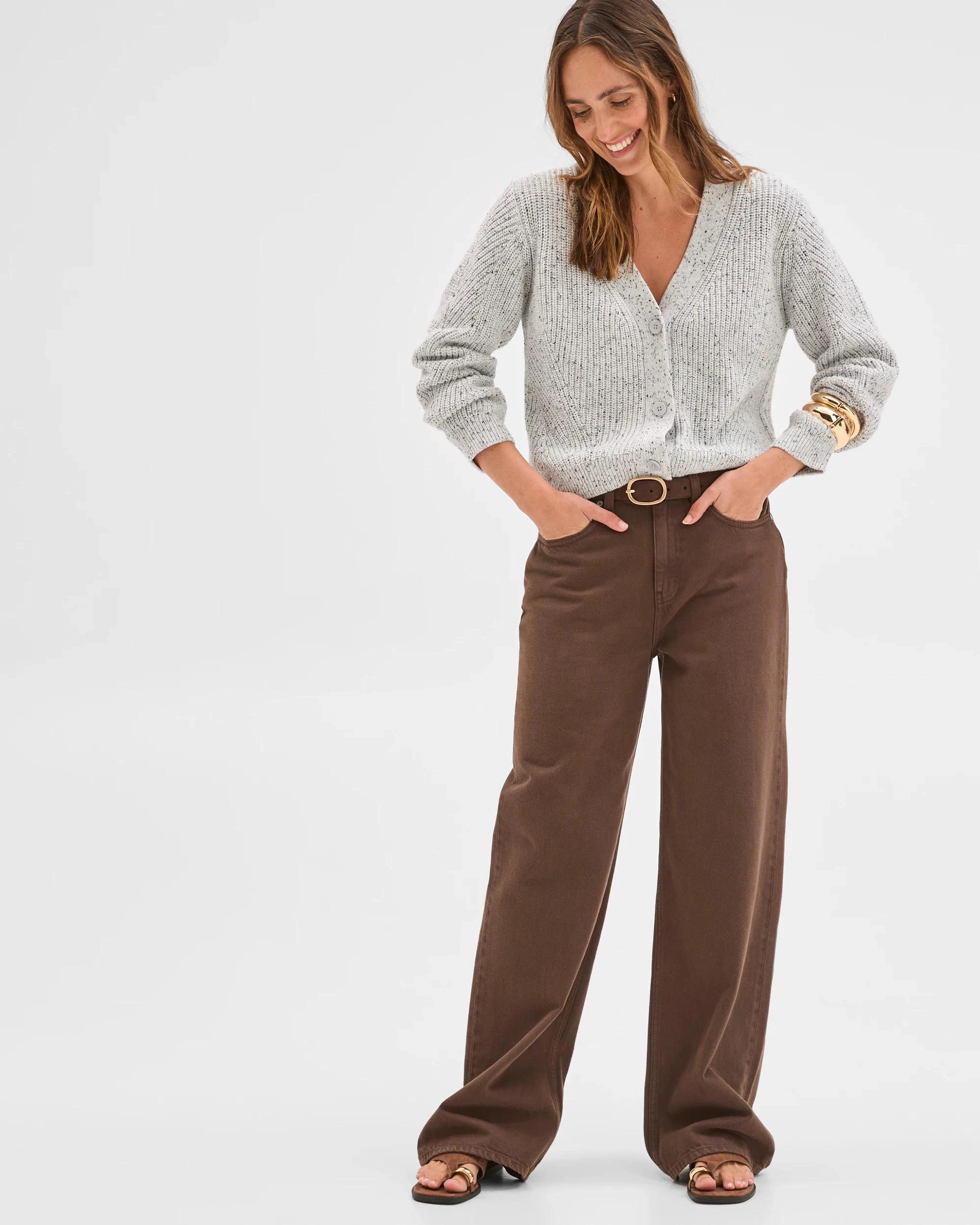 1 Target Woman Australian Cotton Blend V-Neck Knit Cardigan LIGHT GREY, 1 of 5