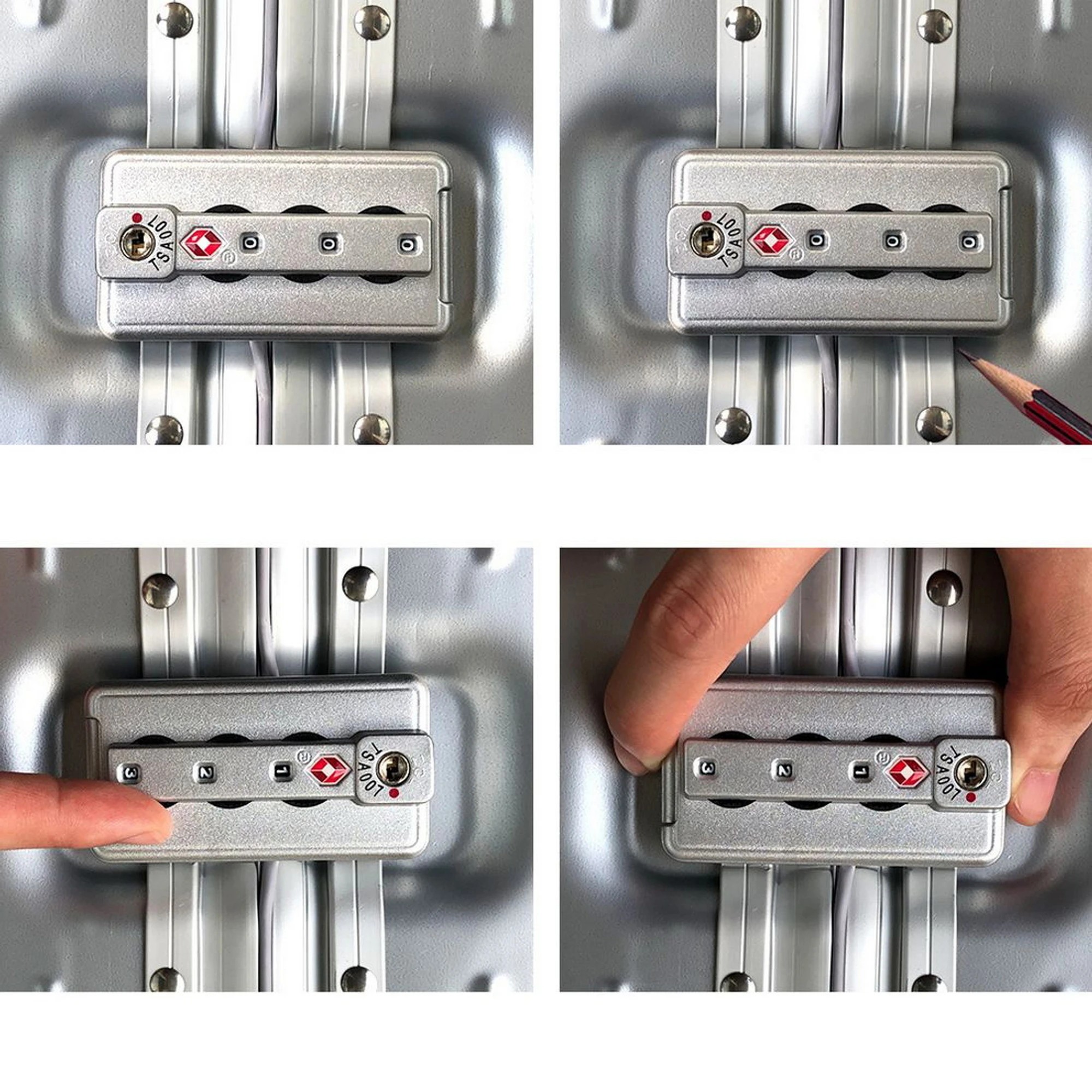 7 Wanderlite Luggage Trolley Travel Suitcase Set TSA Carry On - Silver, 7 of 8