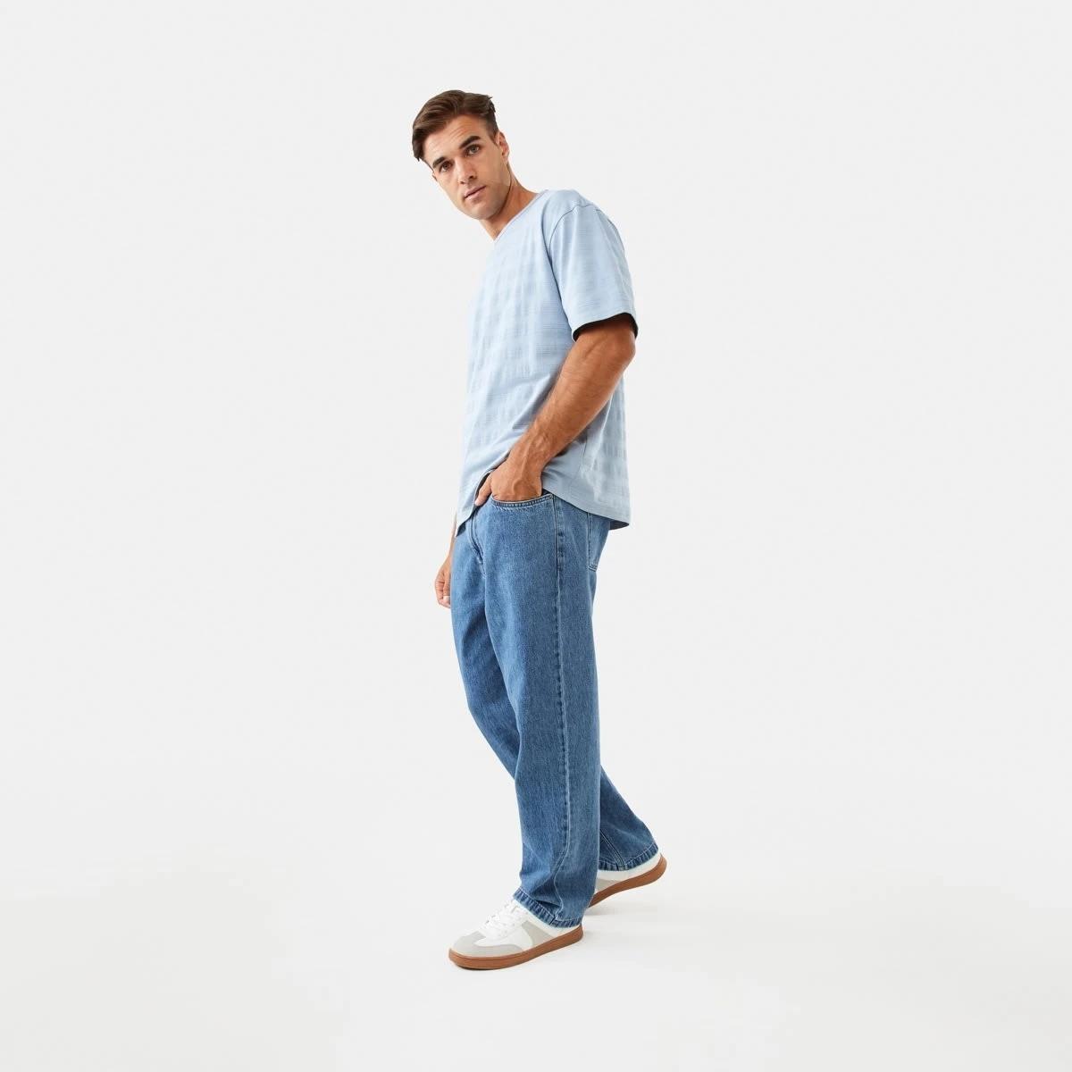 3 Oversized Textured T-shirt Blu Ash, 3 of 6