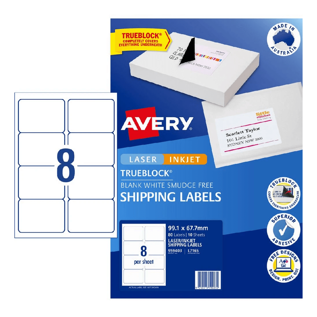 1 Avery 8UP Inkjet Laser Internet Shipping Labels 10 Sheets, 1 of 7