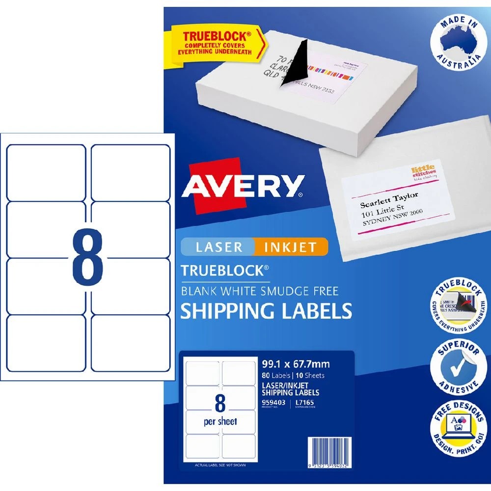 1 Avery 8UP Inkjet Laser Internet Shipping Labels 10 Sheets, 1 of 7