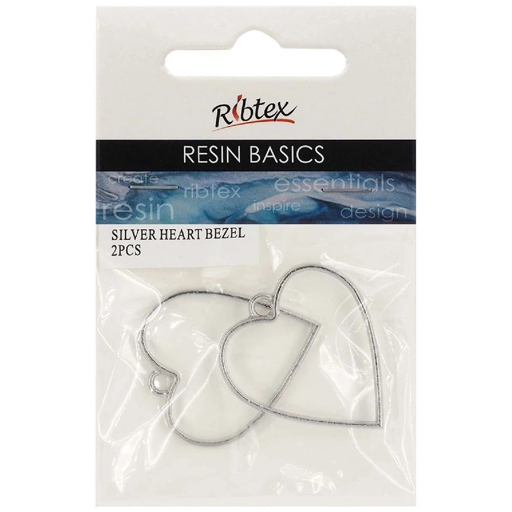 1 Ribtex UV Resin Jewellery Bezel Heart Silver 2 Piece, 1 of 1