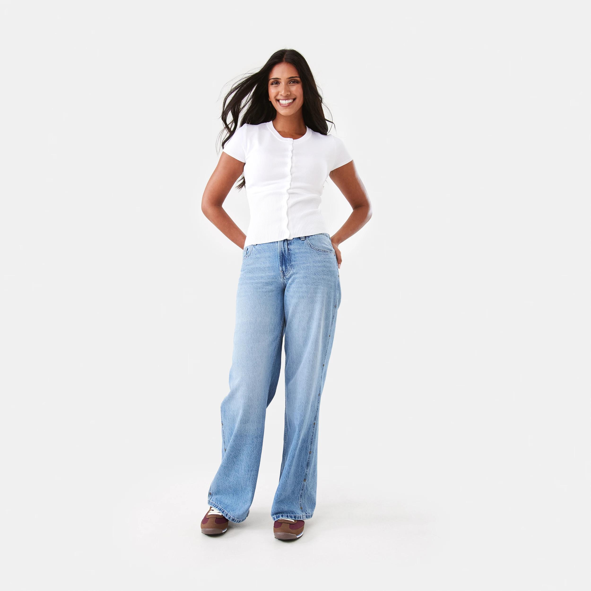 2 Short Sleeve Longline Button Up Top White, 2 of 7