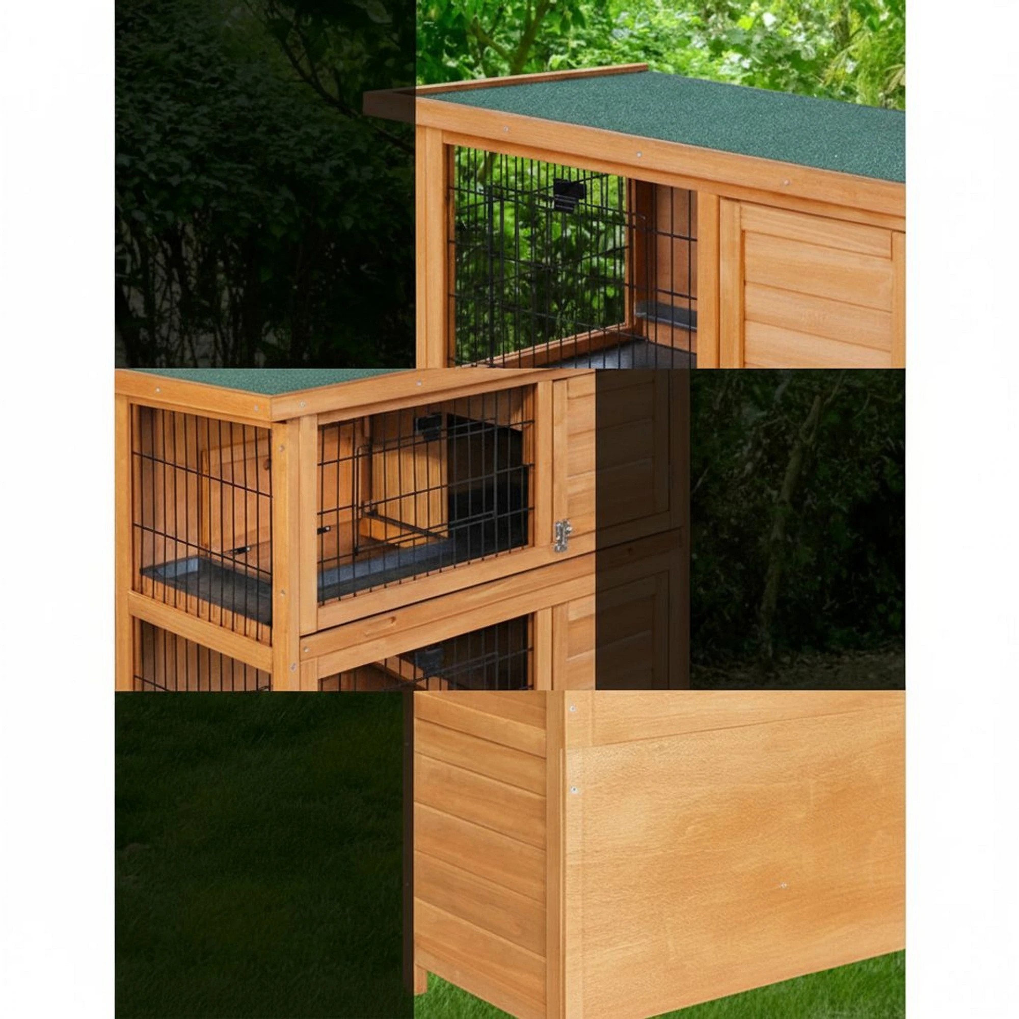 5 i.Pet Rabbit Hutch Chicken Coop Large House Cage Run Wooden Bunny Pet Outdoor - Brown, 5 of 7