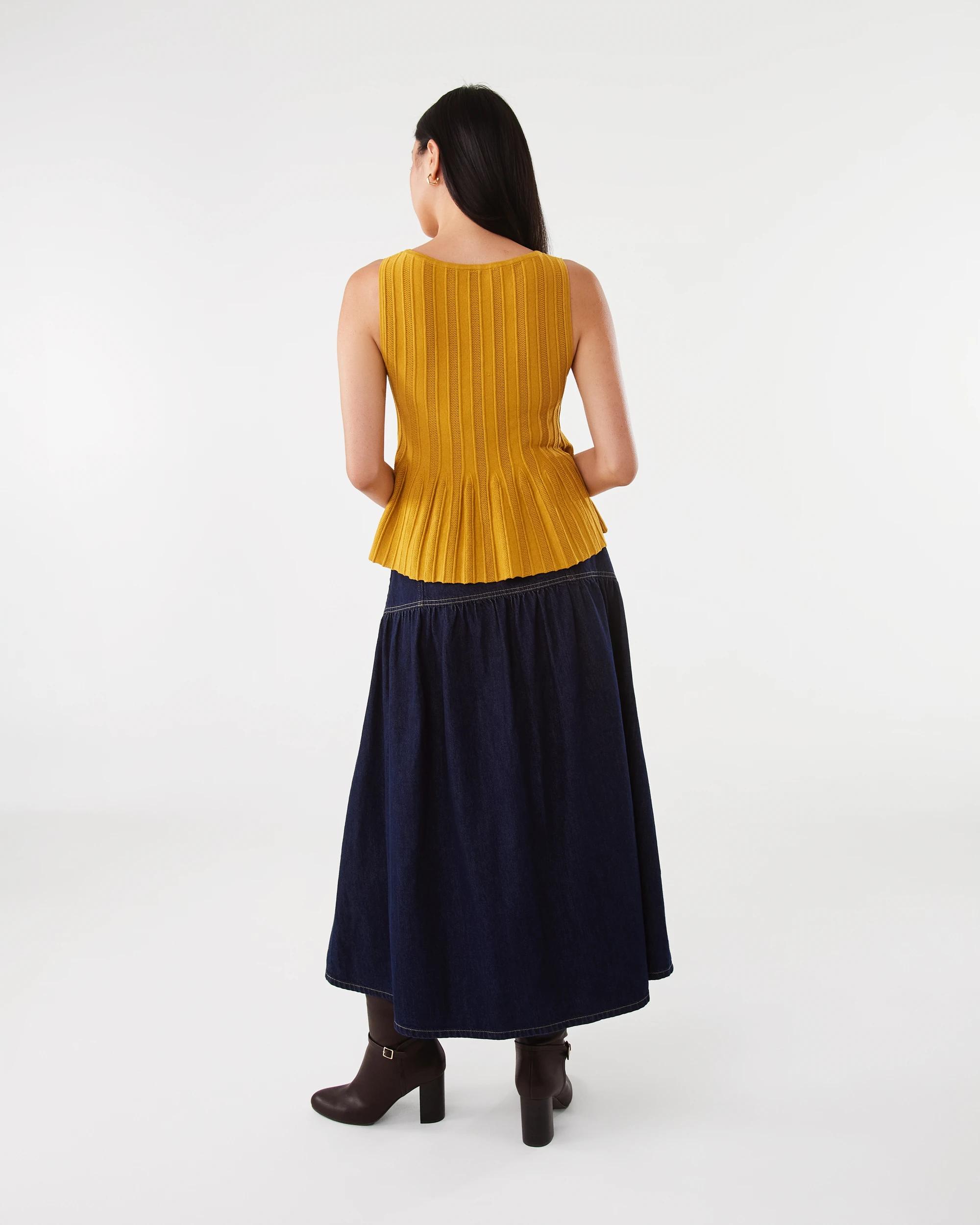 4 Denim Yoke Maxi Skirt Indigo Wsh, 4 of 6