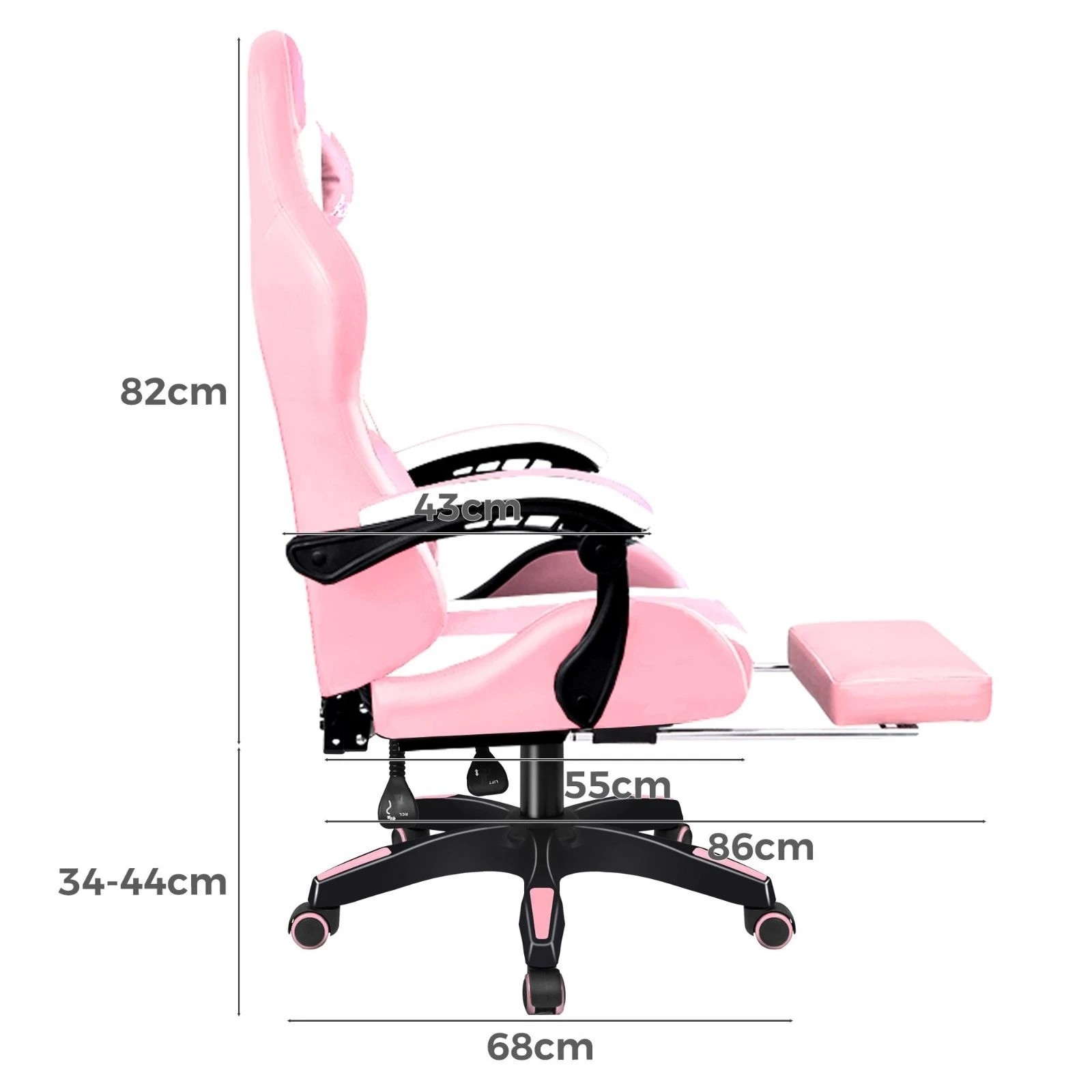 4 Alfordson Gaming Office Chair Extra Large Pillow Racing Executive Footrest Seat - Pink, 4 of 10