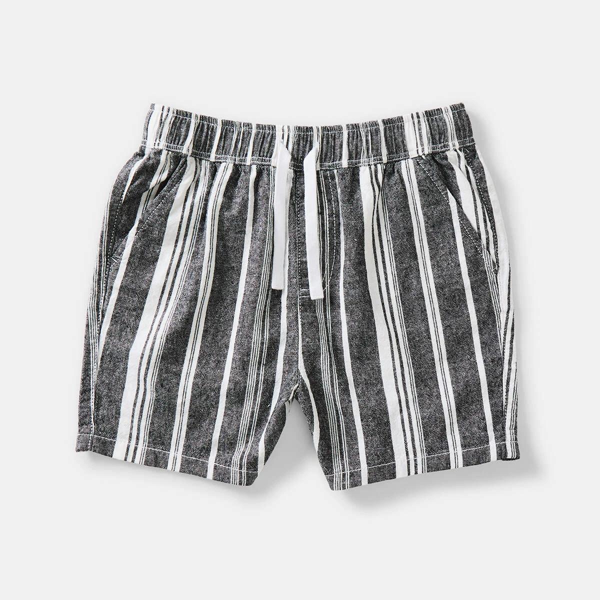 6 Linen Shorts Blk Stripe, 6 of 7