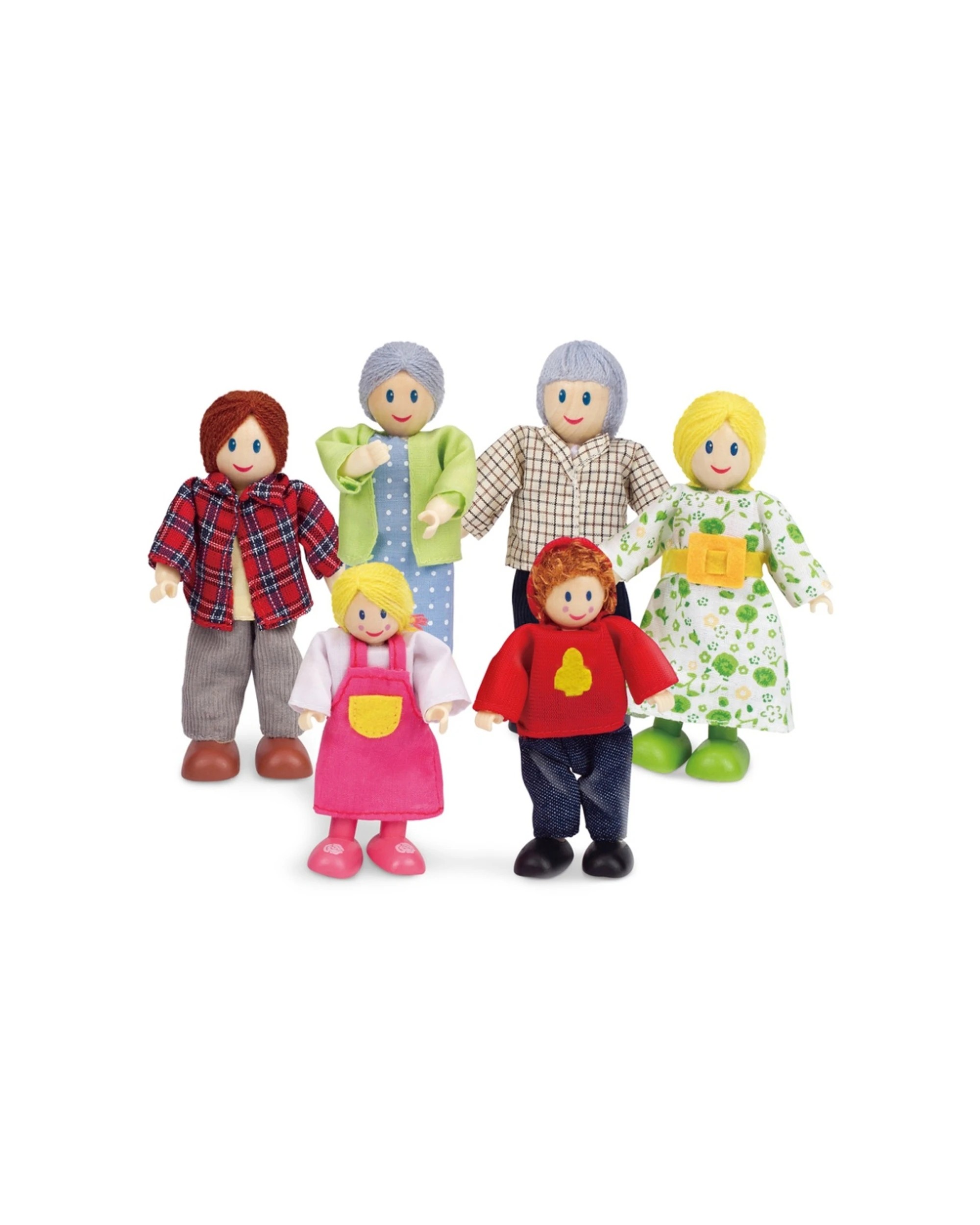 1 Hape 6pc Happy Family Caucasian Plush Doll Set Grandpa Grandma Mom Dad Kids - Multi, 1 of 4