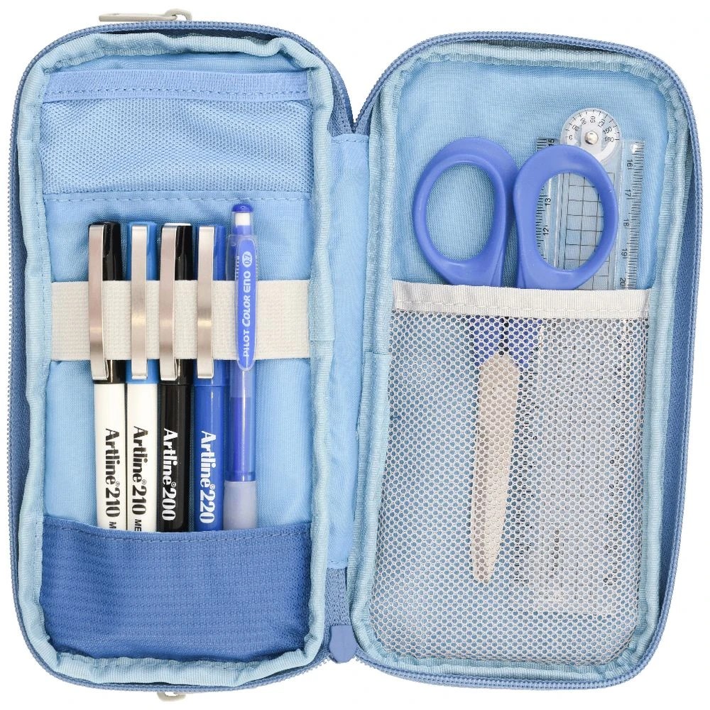 2 Smart Fit Twin Zip Pencil Case Blue, 2 of 5