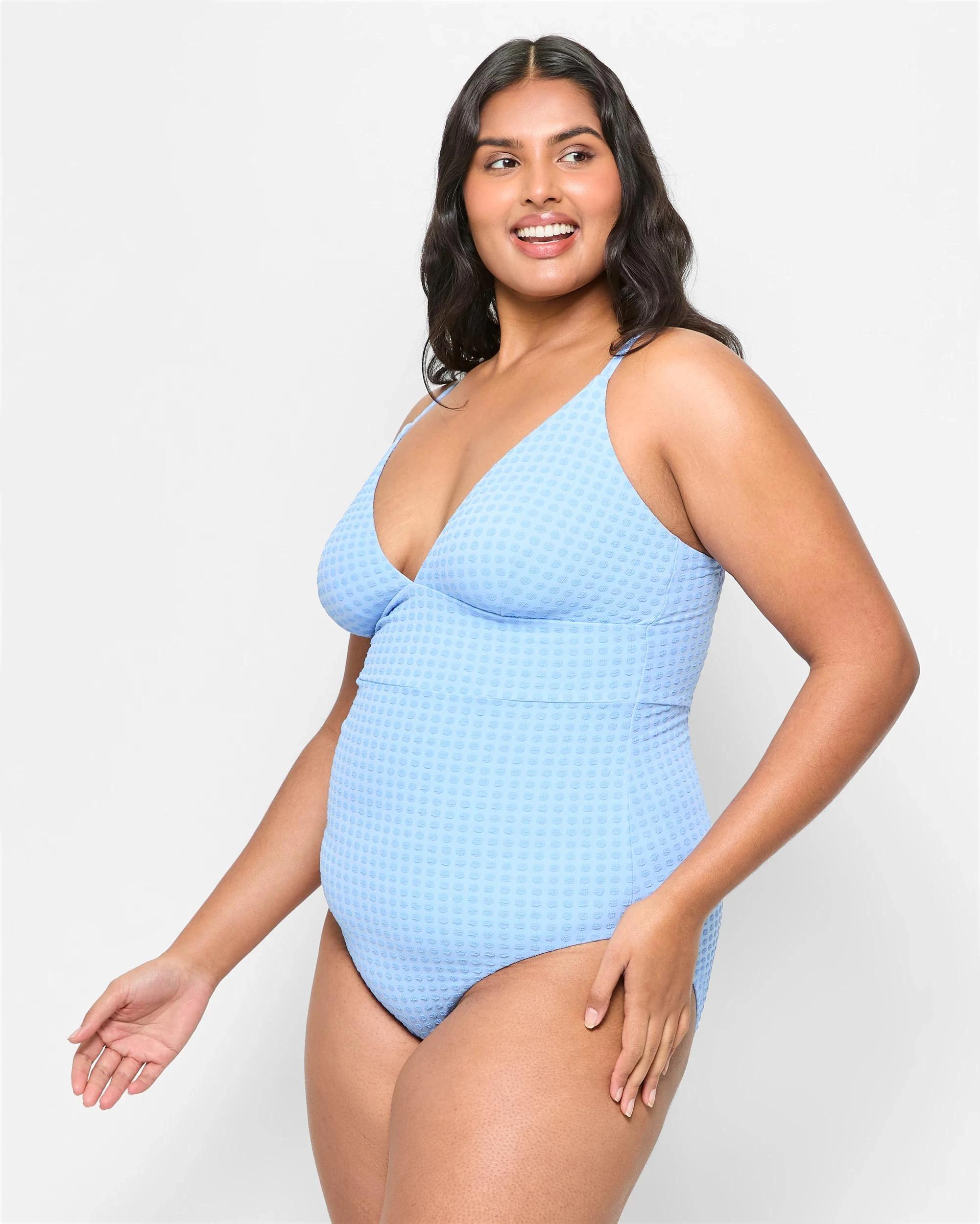 7 Target V-Front Textured One Piece Bathers - Shape Your Body PERIWINKLE SPOT, 7 of 9