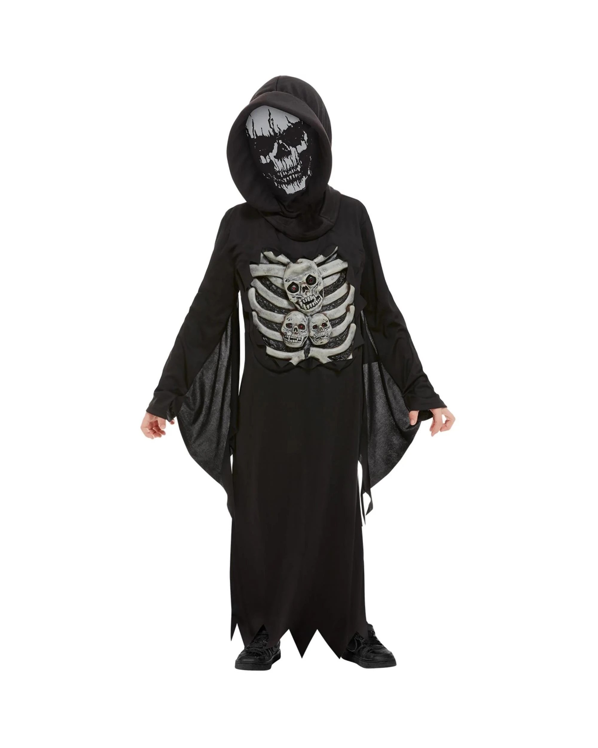 4 Skeleton Reaper Child Costume Size L 10-12 Years, 4 of 5