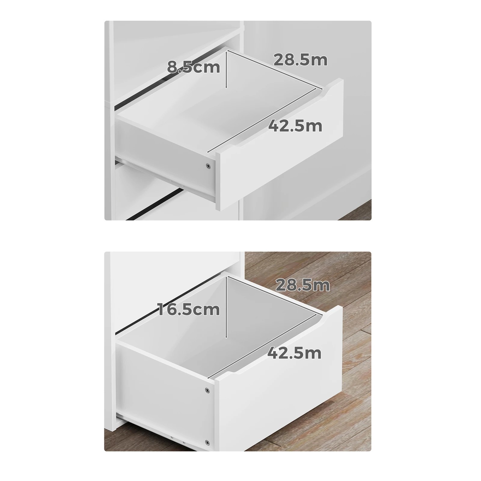 8 Alfordson Chest of 5 Drawers Office Storage Cabinet Tallboy Bedroom - White, 8 of 10
