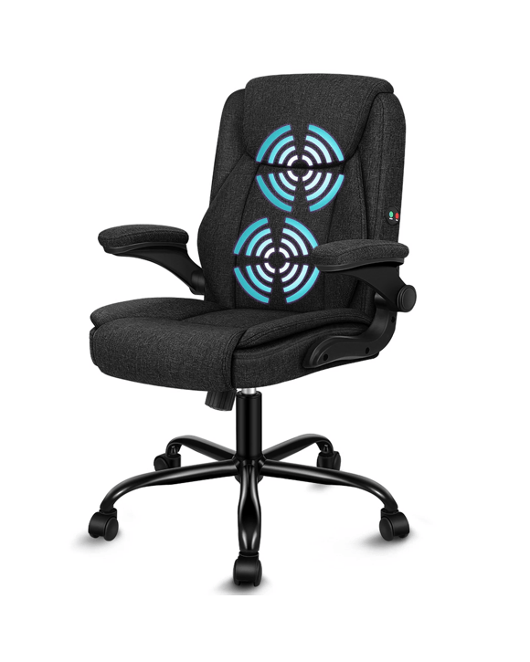 Alfordson Massage Office Chair Executive Computer Gaming Seat Linen Fabric - Black