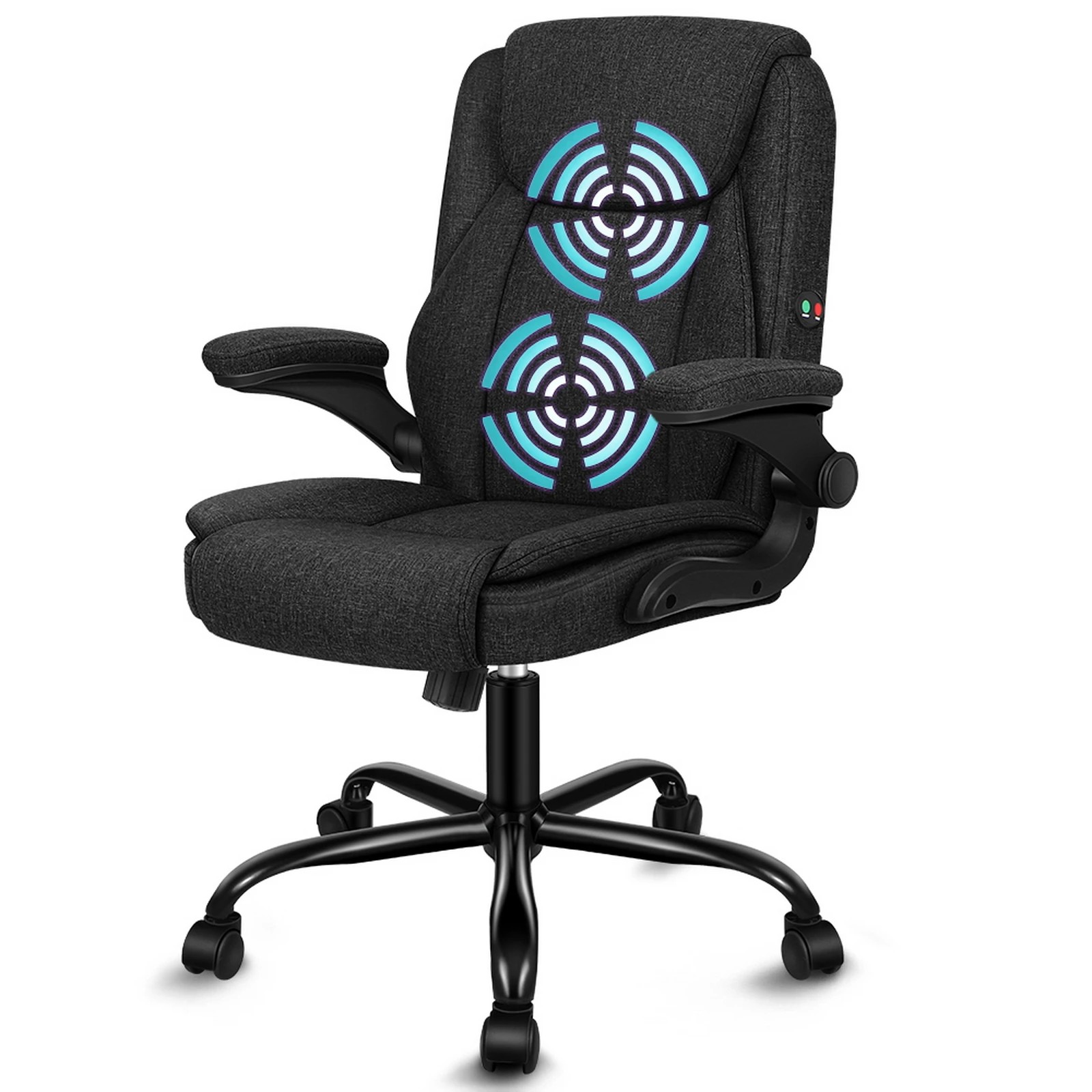 1 Alfordson Massage Office Chair Executive Computer Gaming Seat Linen Fabric - Black, 1 of 10