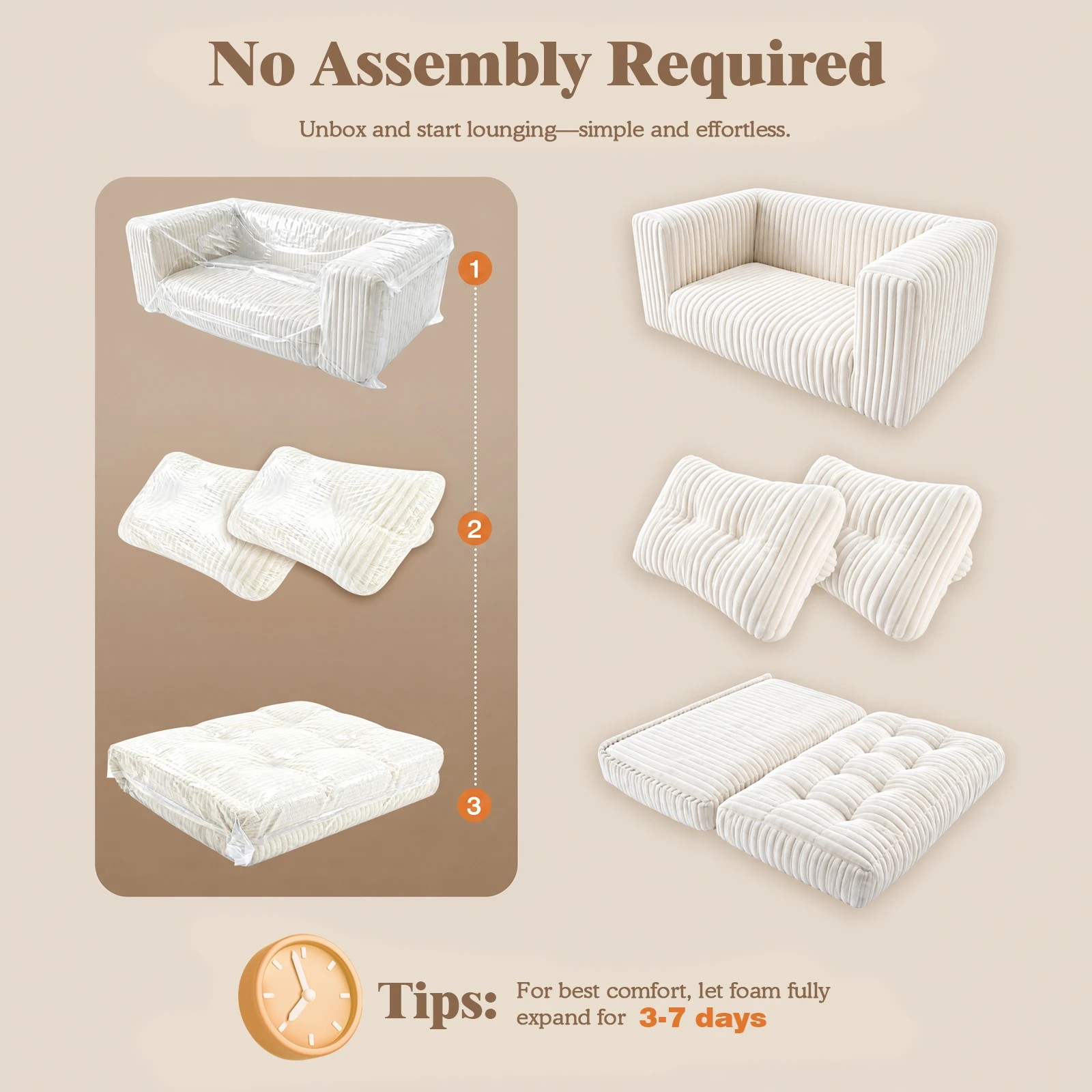 8 Advwin Folding Sofa Bed 2 in 1 Convertible Floor Loveseat Sofa - Beige, 8 of 8