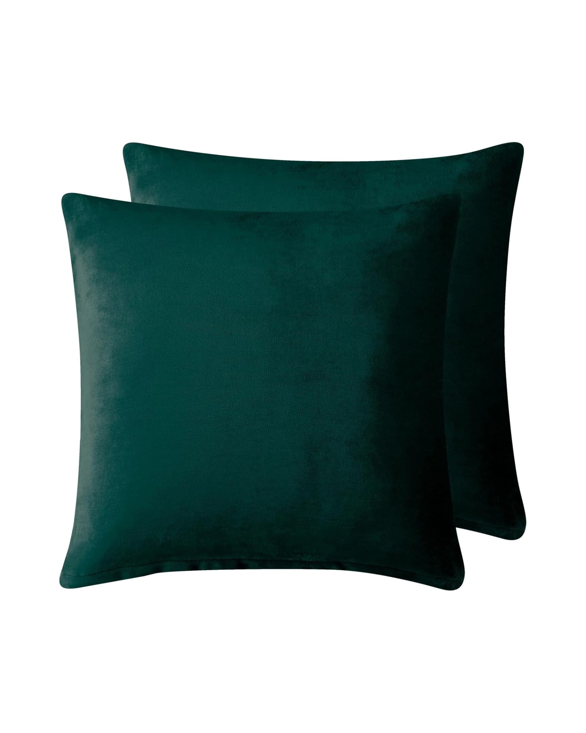 2 Gioia Casa 2-Pack Teddy Sherpa European Pillowcases Reversible Velvet - Emerald Green, 2 of 8