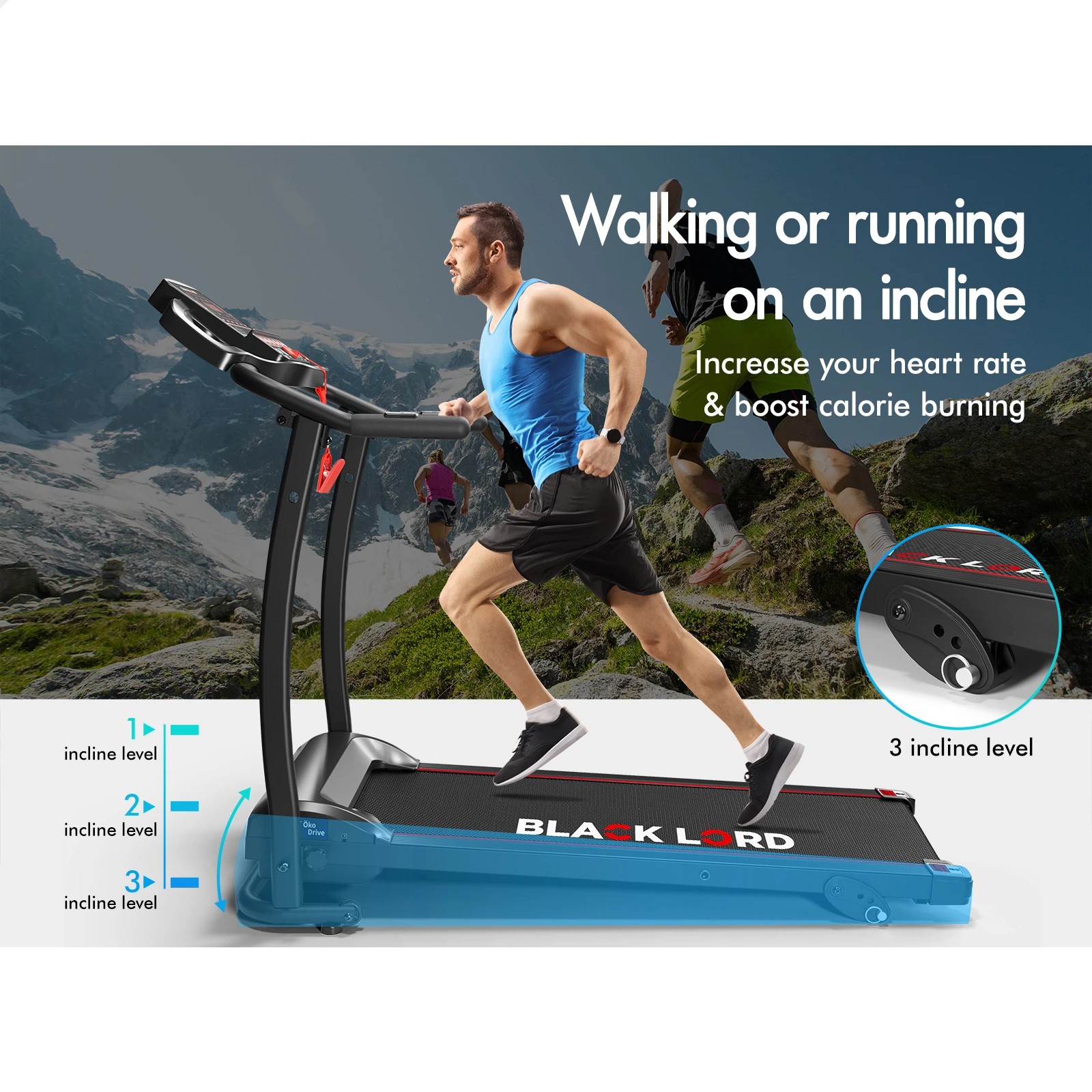5 Black Lord Treadmill Electric Exercise Running Machine Foldable Home Gym Fitness, 5 of 8