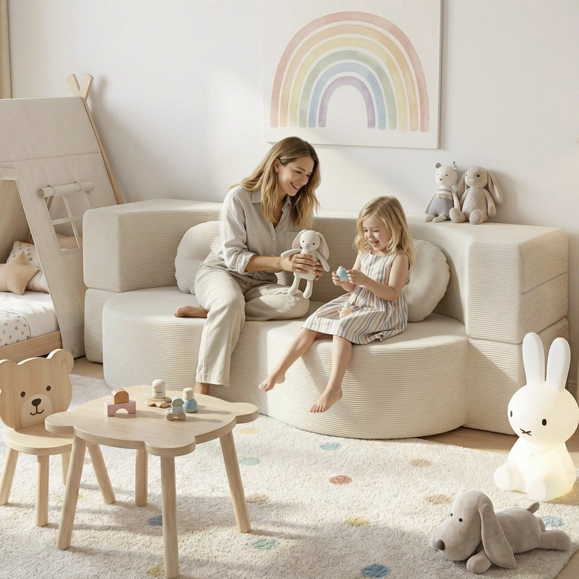 7 Artiss Folding Sofa Bed Floor Couch 2-in-1 Convertible Futon Loveseat - Beige, 7 of 8