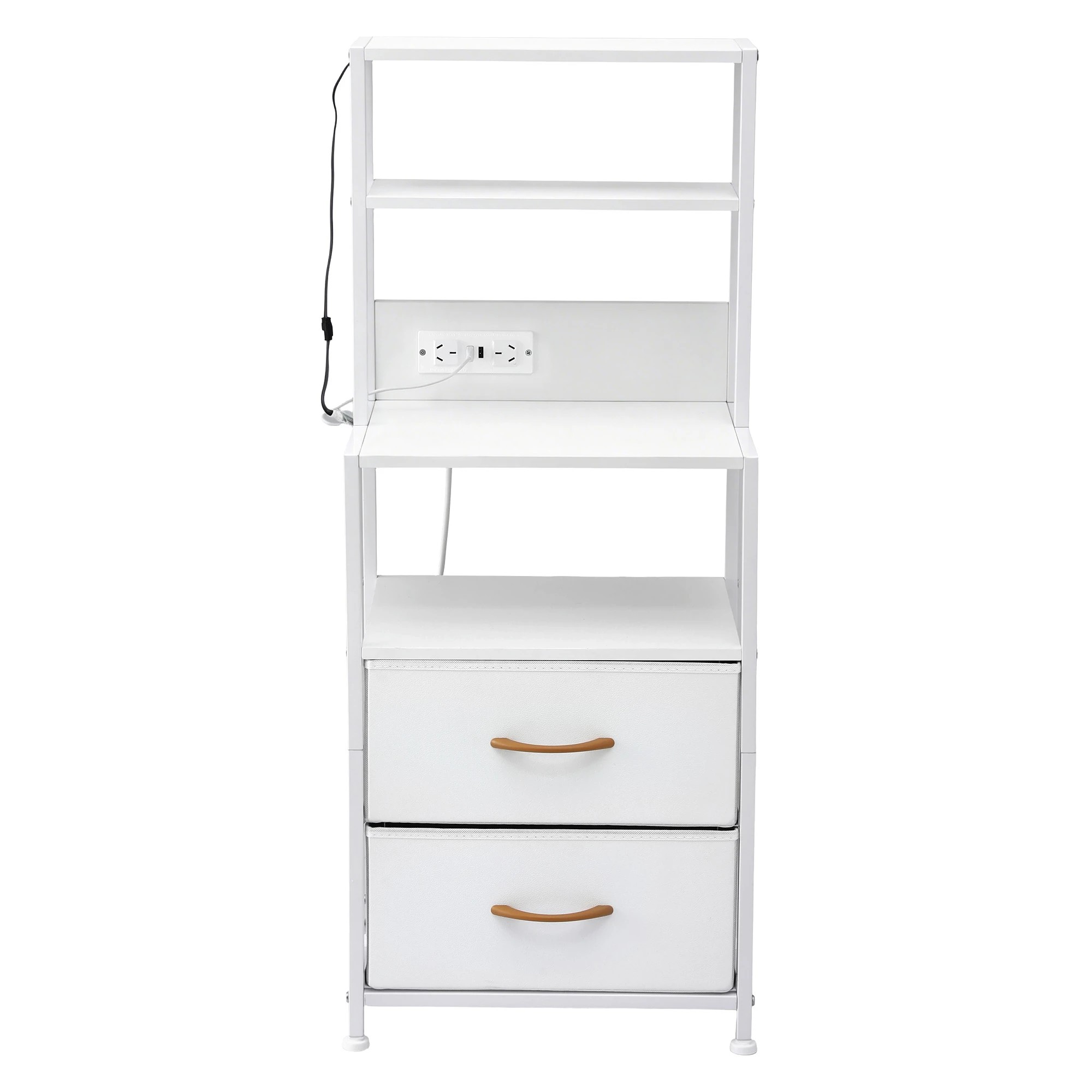 4 Artiss Bedside Table Tall Nightstand with Charging Station Drawers LED - White, 4 of 9