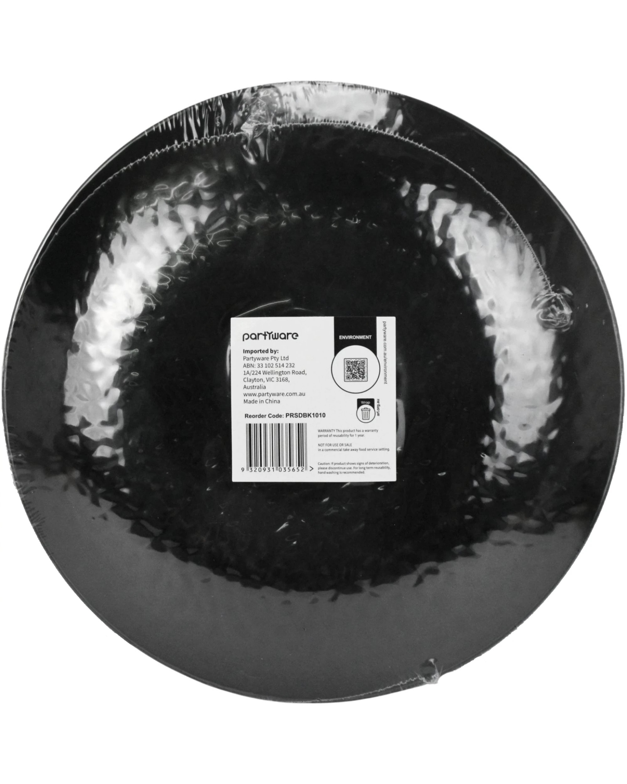 4 Partyware Dimple With Silver Trim Plastic Plates 25.5cm Pack of 10 - Black, 4 of 4