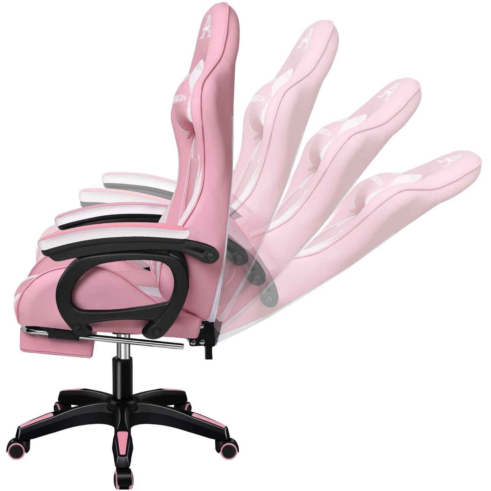 7 Alfordson Gaming Office Chair Massage Racing Computer Seat Footrest Leather - Pink, 7 of 10
