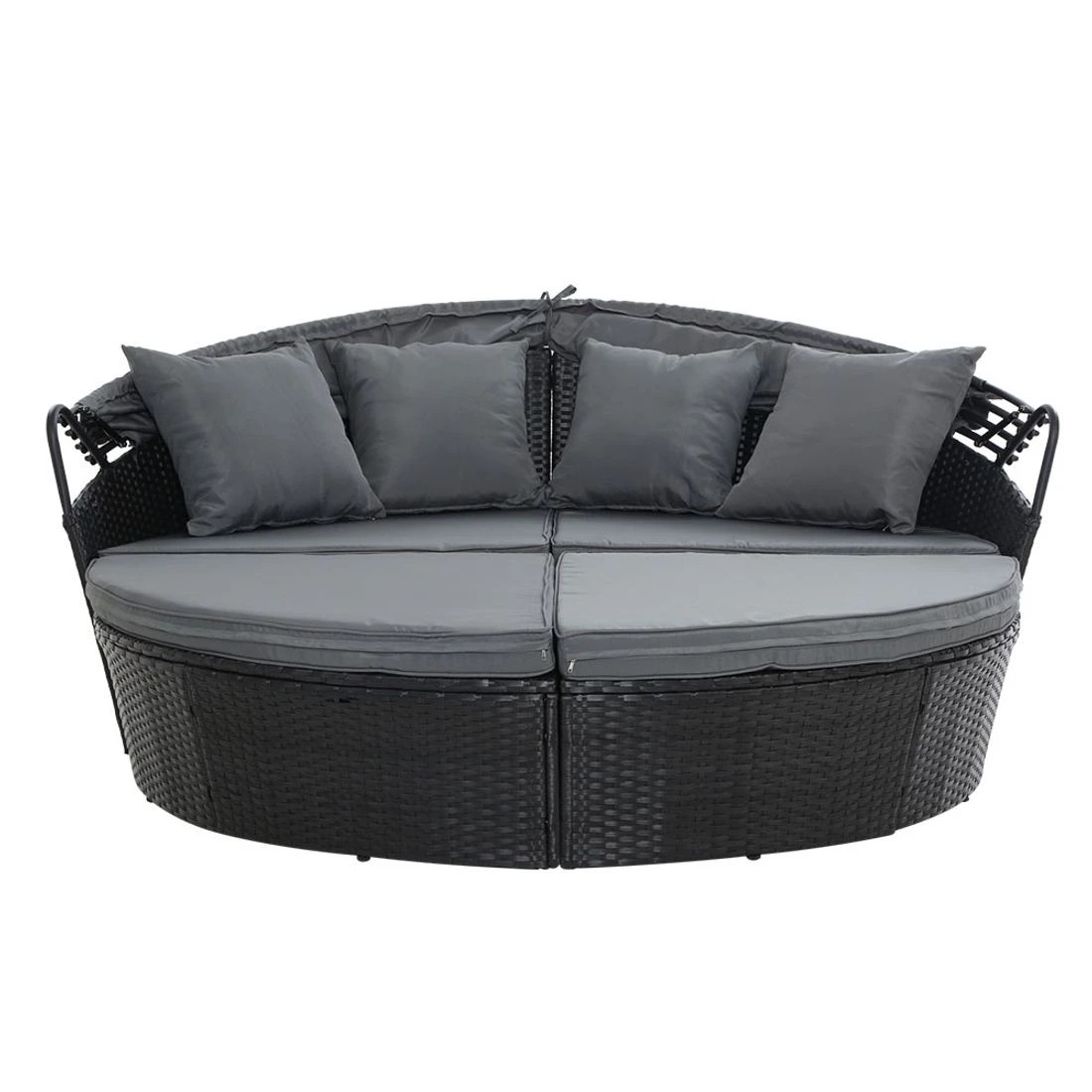 4 Gardeon Sun Lounge Setting Wicker Lounger Day Bed Outdoor Furniture Patio - Black, 4 of 8