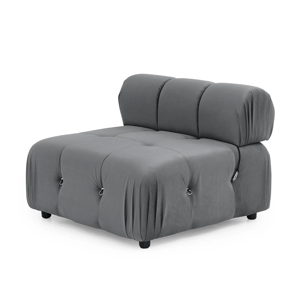 1 Foret 1pc Armless Seat Modular Extension Lounge Couch Tufted Velvet Sofa Dark Grey, 1 of 9