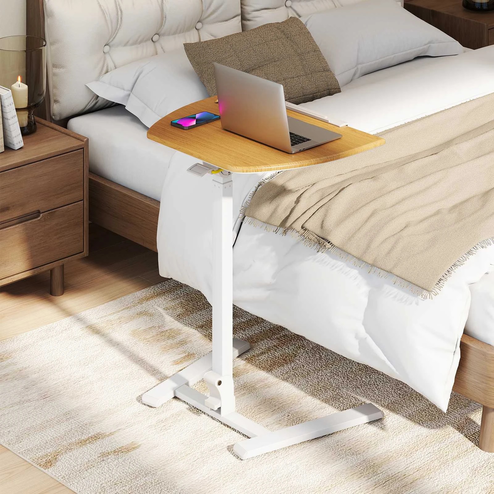 3 Costway Foldable Mobile Standing Desk Height Adjustable Computer Desk w/Tiltable Tabletop, 3 of 4
